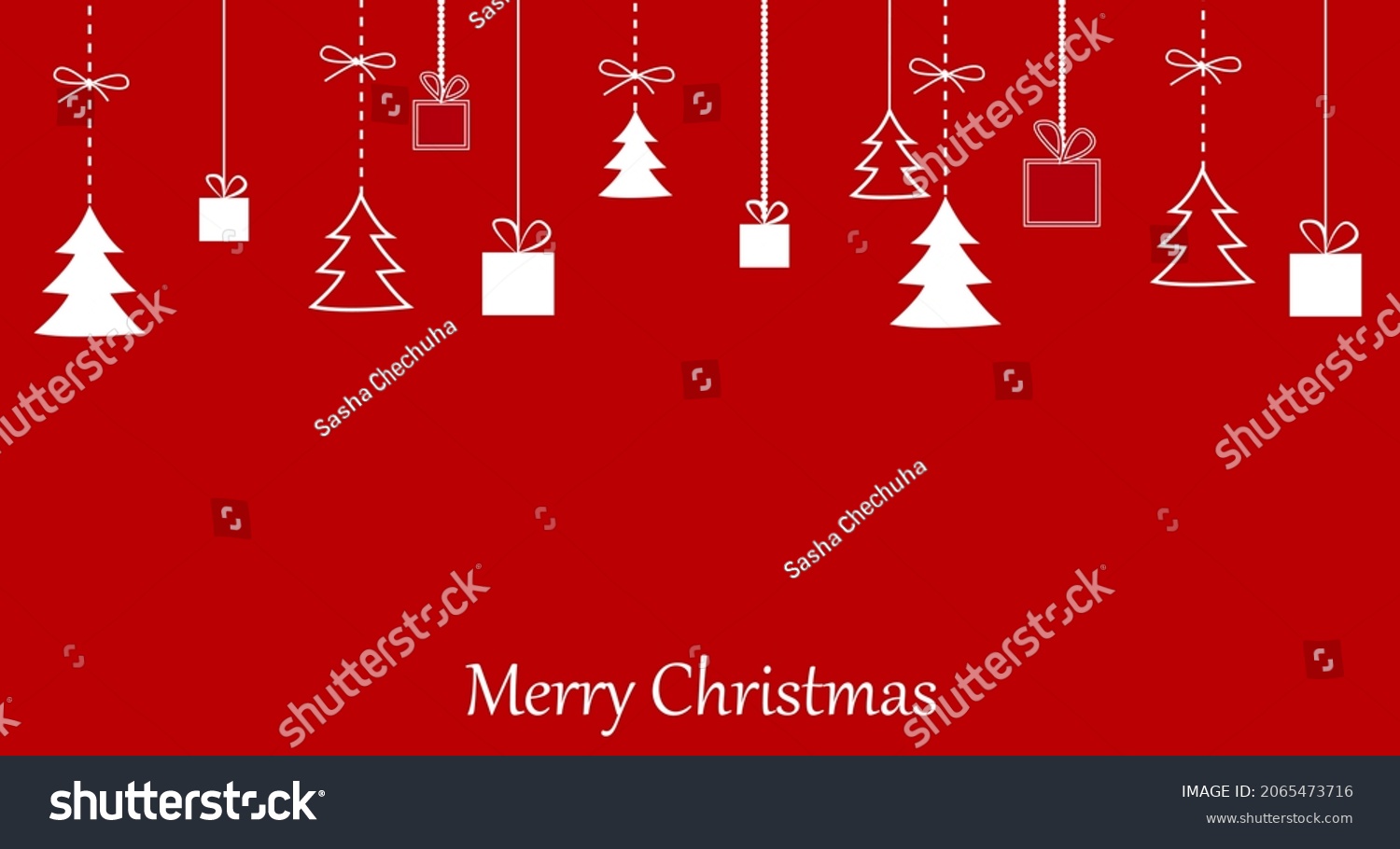SVG of  Hanging Christmas cardon a red background. Festive vector background with place for text.A flat vector poster, card invitation, brochure, banner vector for christmas p svg