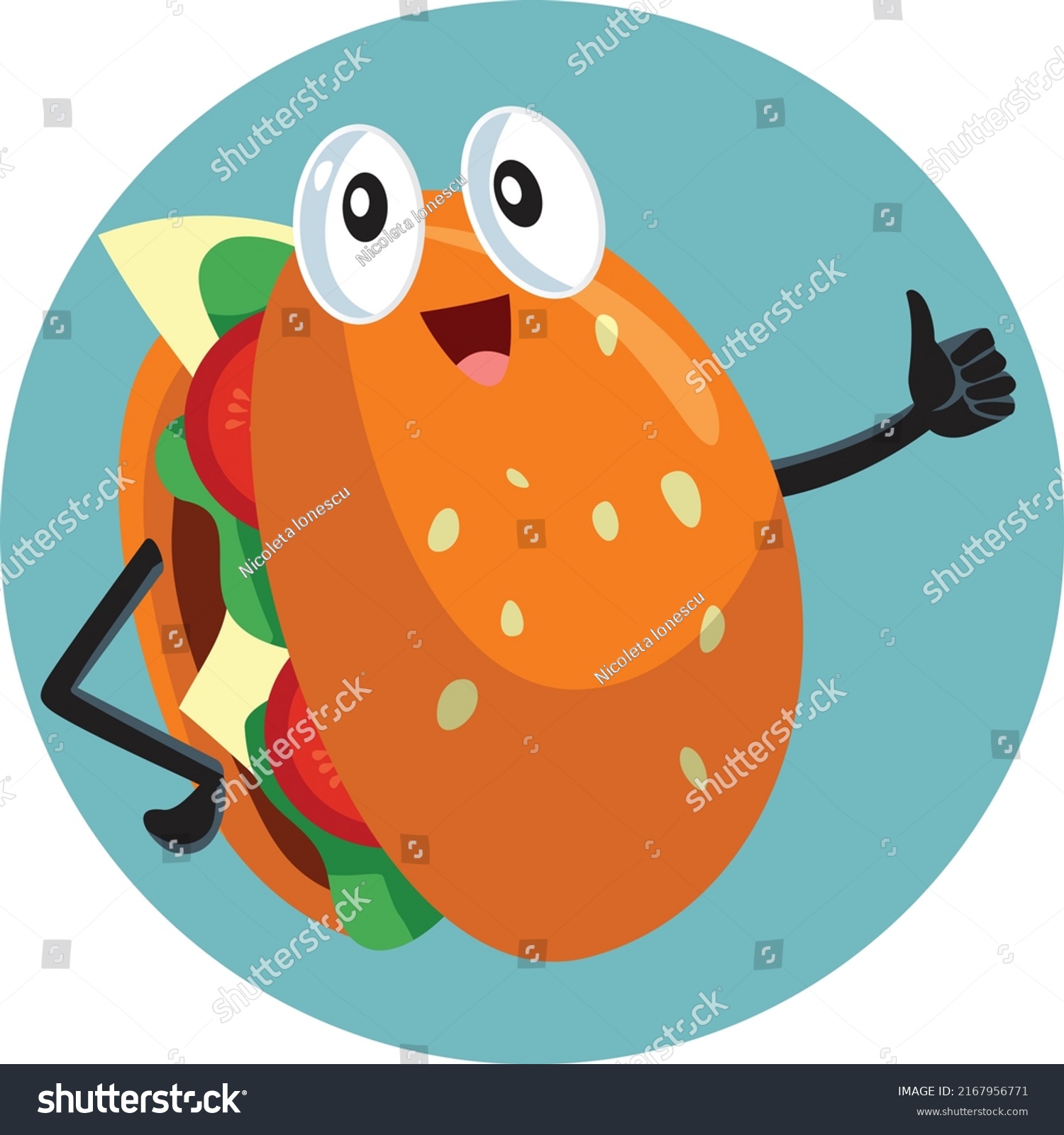 Happy Burger Mascot Thumbs Vector Cartoon Stock Vector (Royalty Free ...