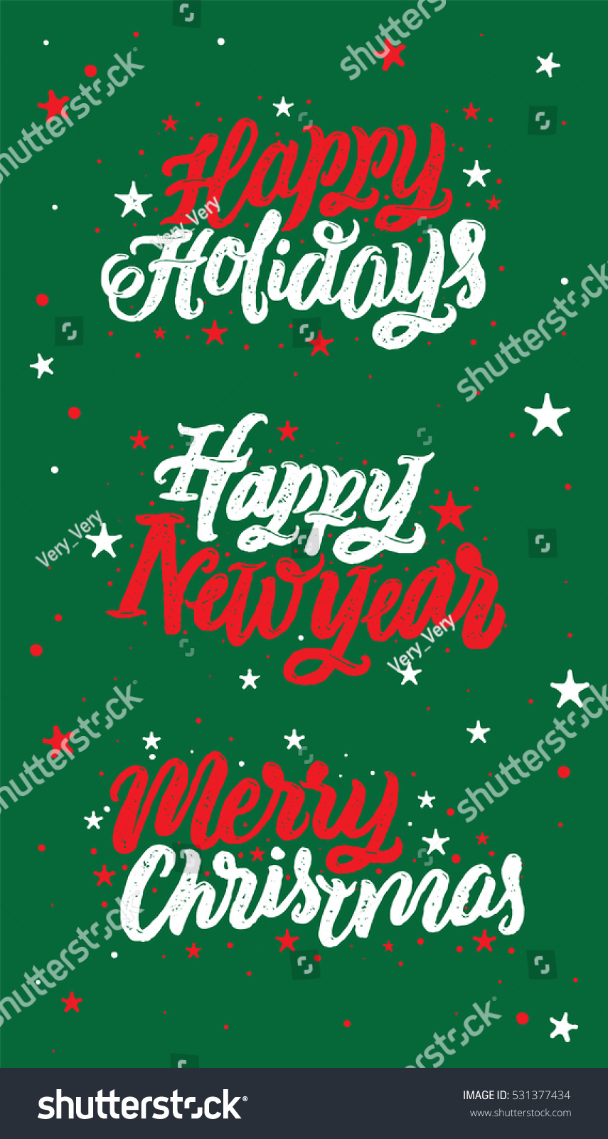 &quot;Happy Holidays Happy New Year Merry Christmas&quot;. Christmas Typography For Greeting Card. Vector