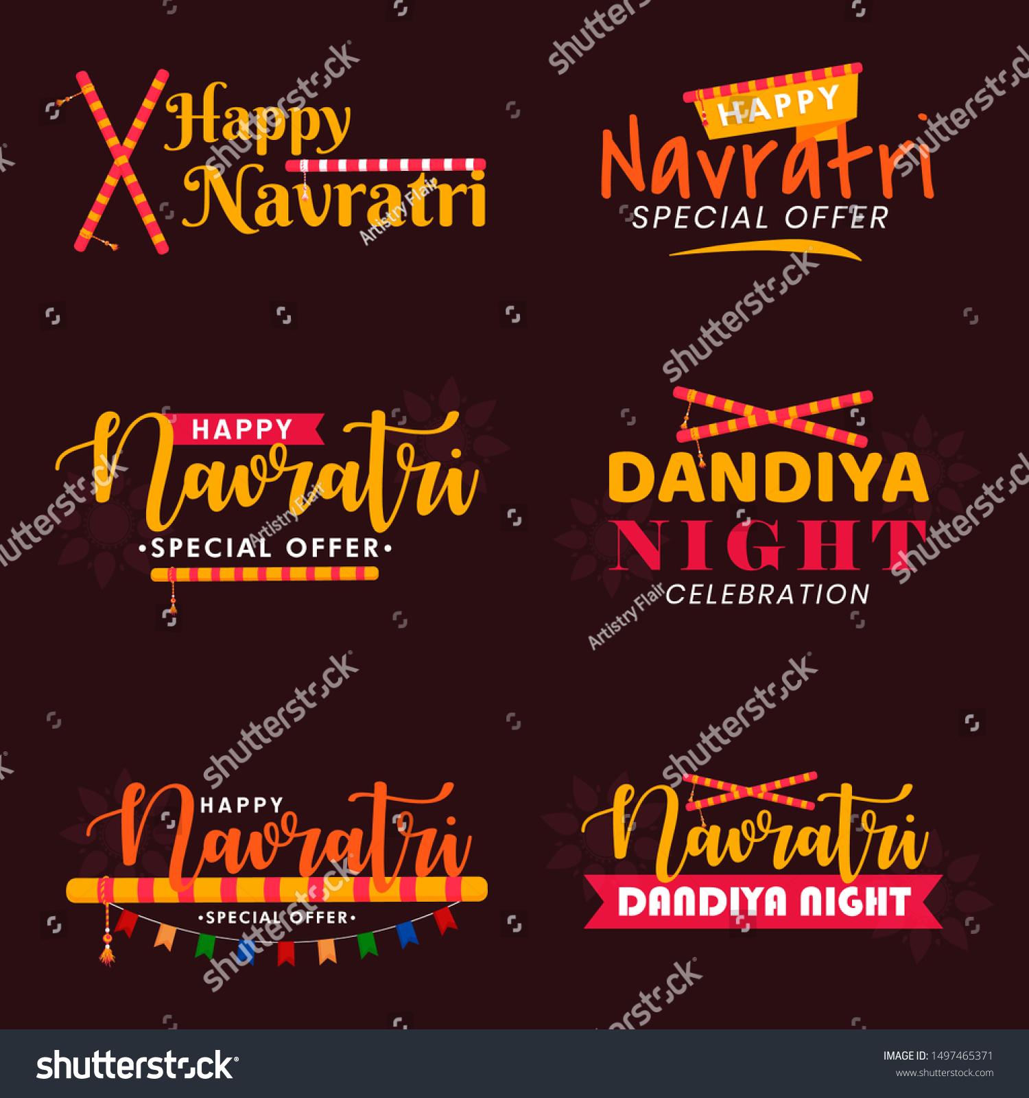 SVG of 
Happy Navratri. Indian festival celebration Vector typography set for banner, logo designetc .  svg