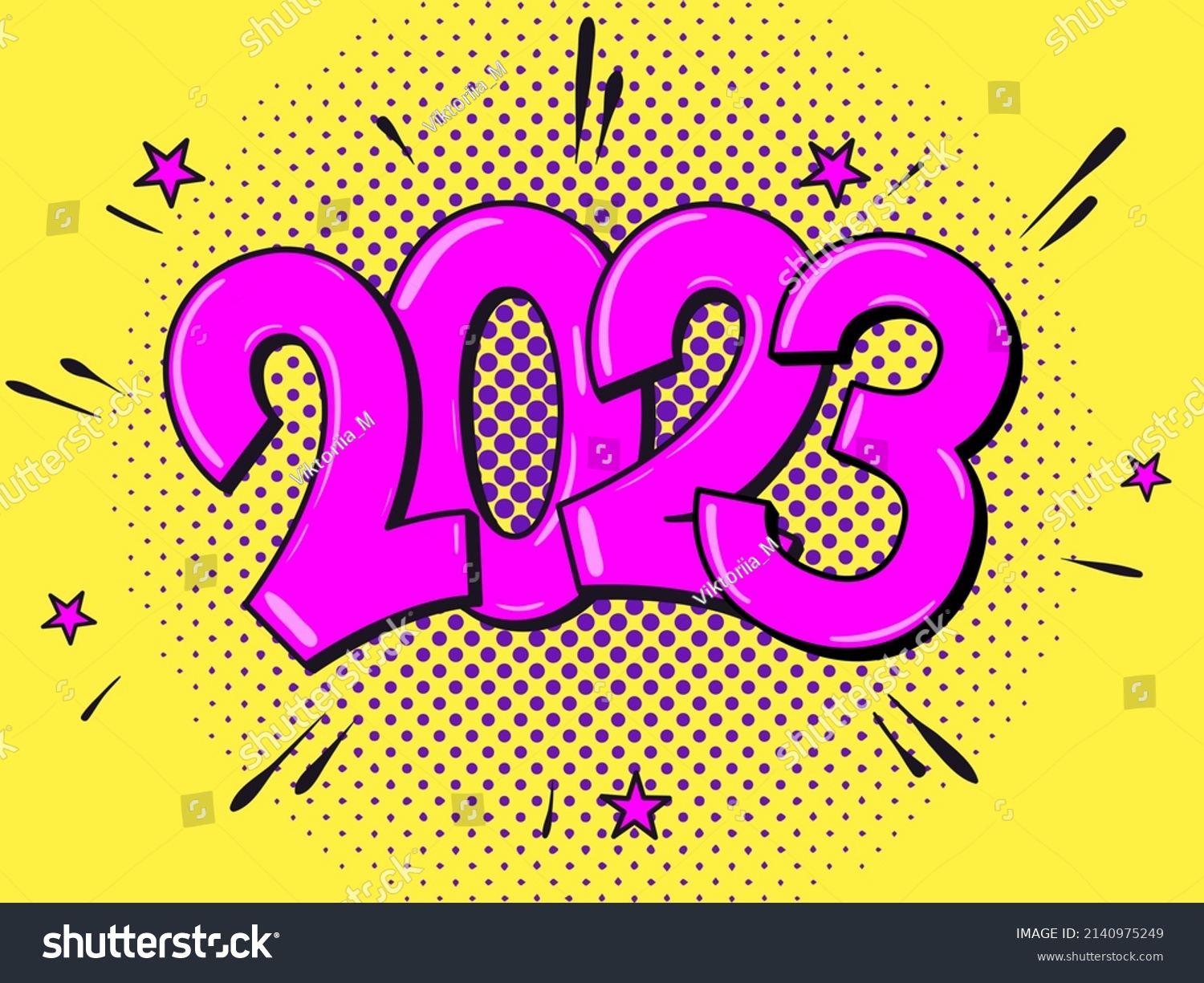 2023 Happy New Year Comic Text Stock Vector (Royalty Free) 2140975249 ...