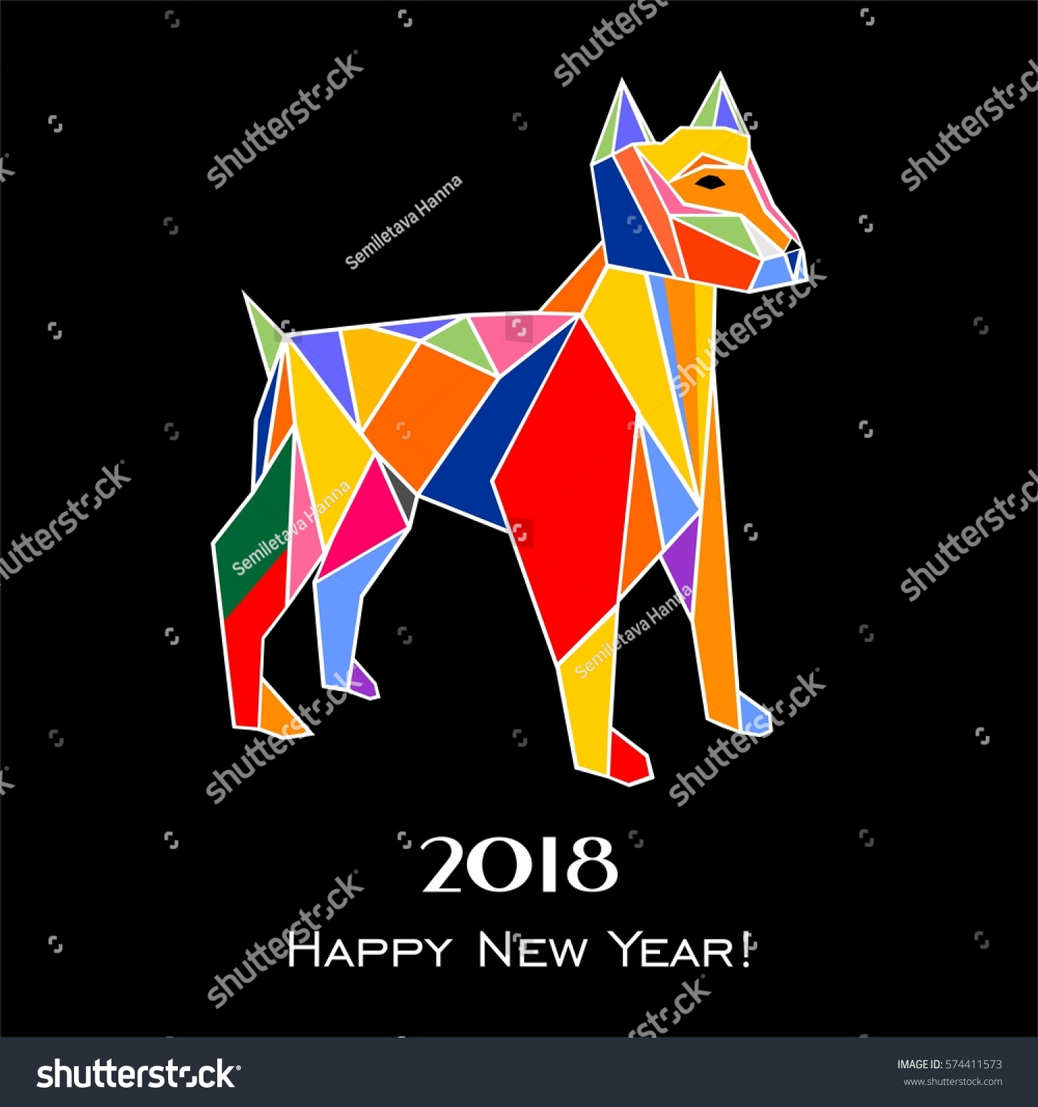 2018 Happy New Year Greeting Card Stock Vector 574411573 ...
