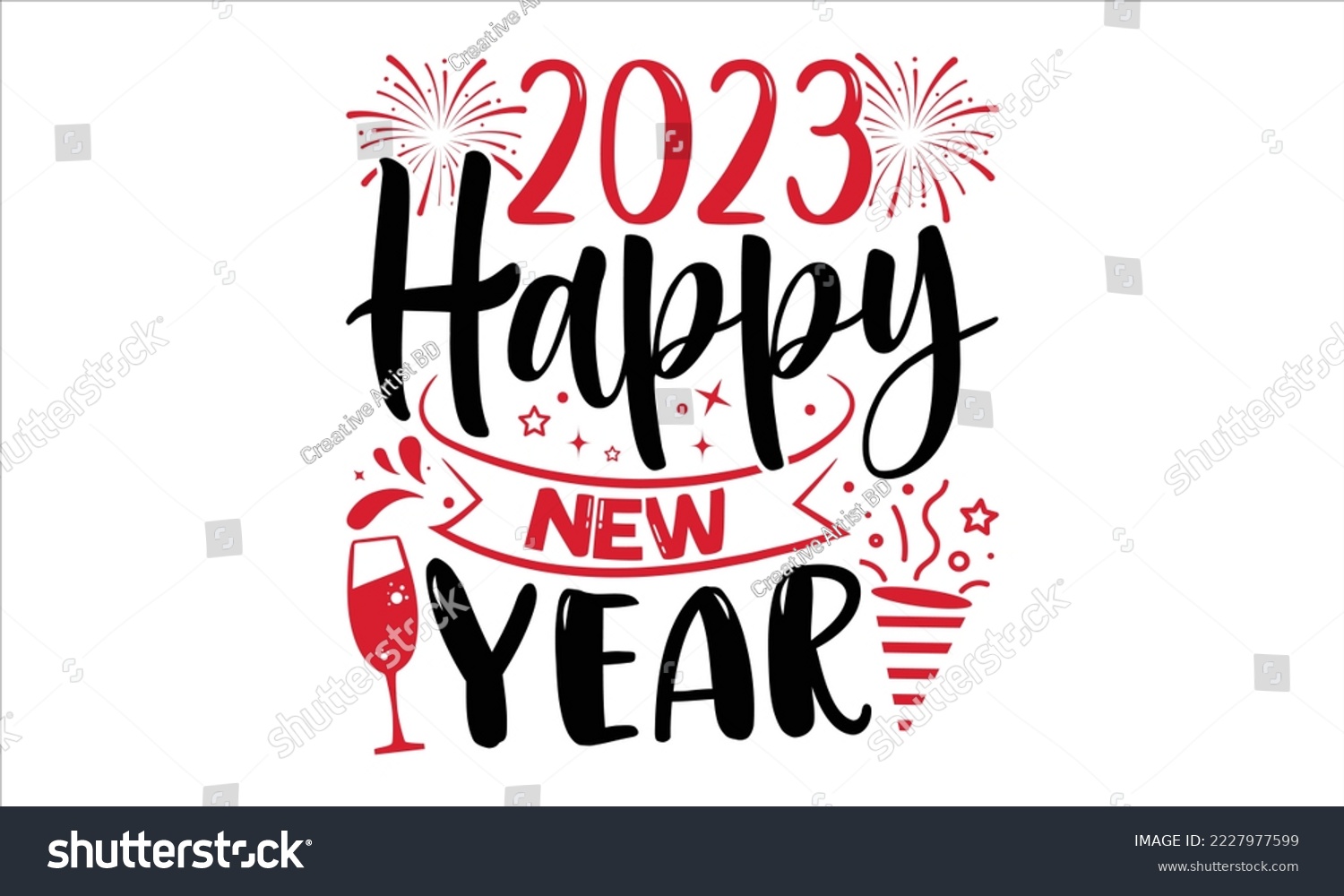 SVG of 2023 Happy New Year  - Happy New Year  T shirt Design, Hand drawn vintage illustration with hand-lettering and decoration elements, Cut Files for Cricut Svg, Digital Download svg