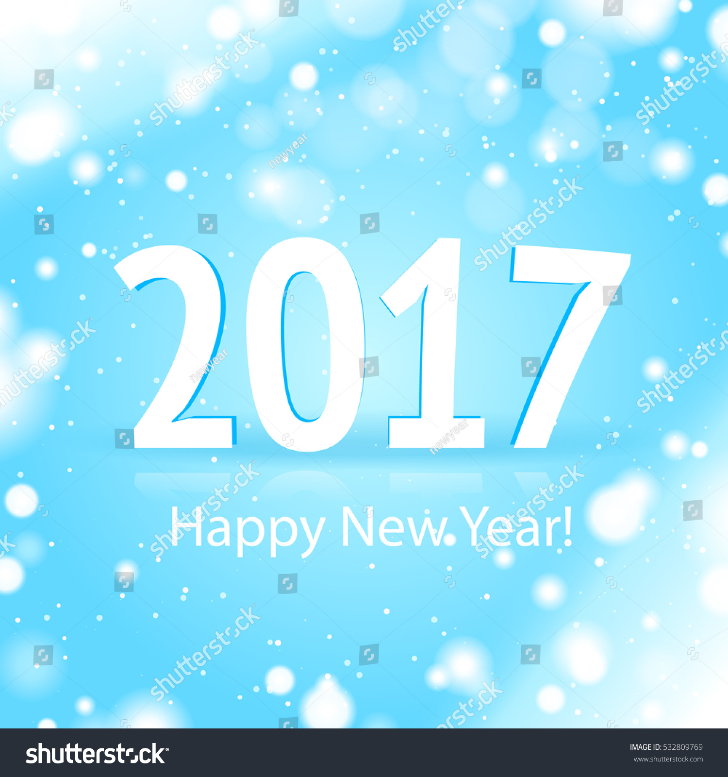 2017 Happy New Year Sign With Light Blue Background Stock Vector ...