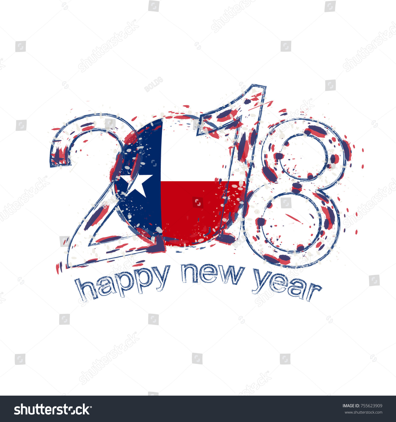 2018 Happy New Year Texas Us Stock Vector 755623909 Shutterstock