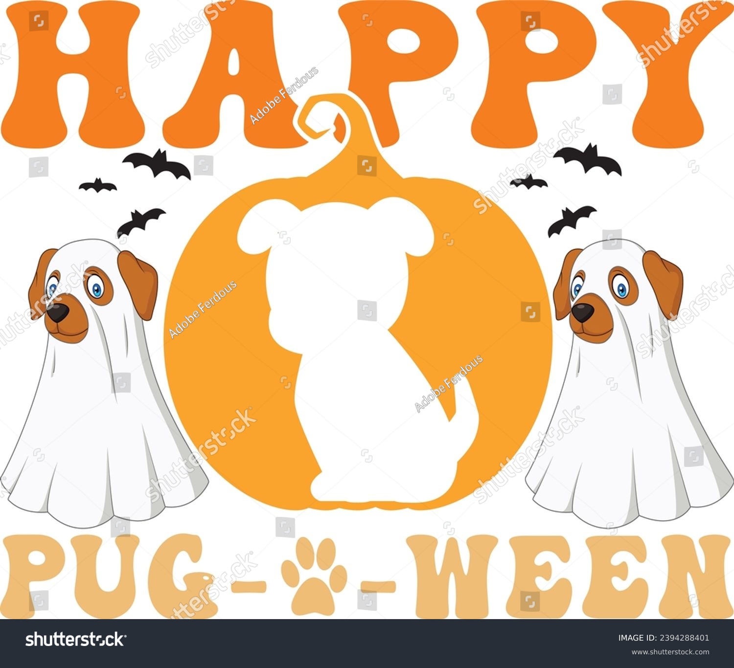 SVG of  Happy pug ween Halloween T shirt design svg