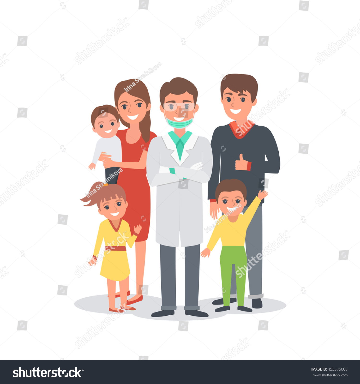 Happy Smiling Family Dentist Vector Illustration Stock Vector (Royalty ...