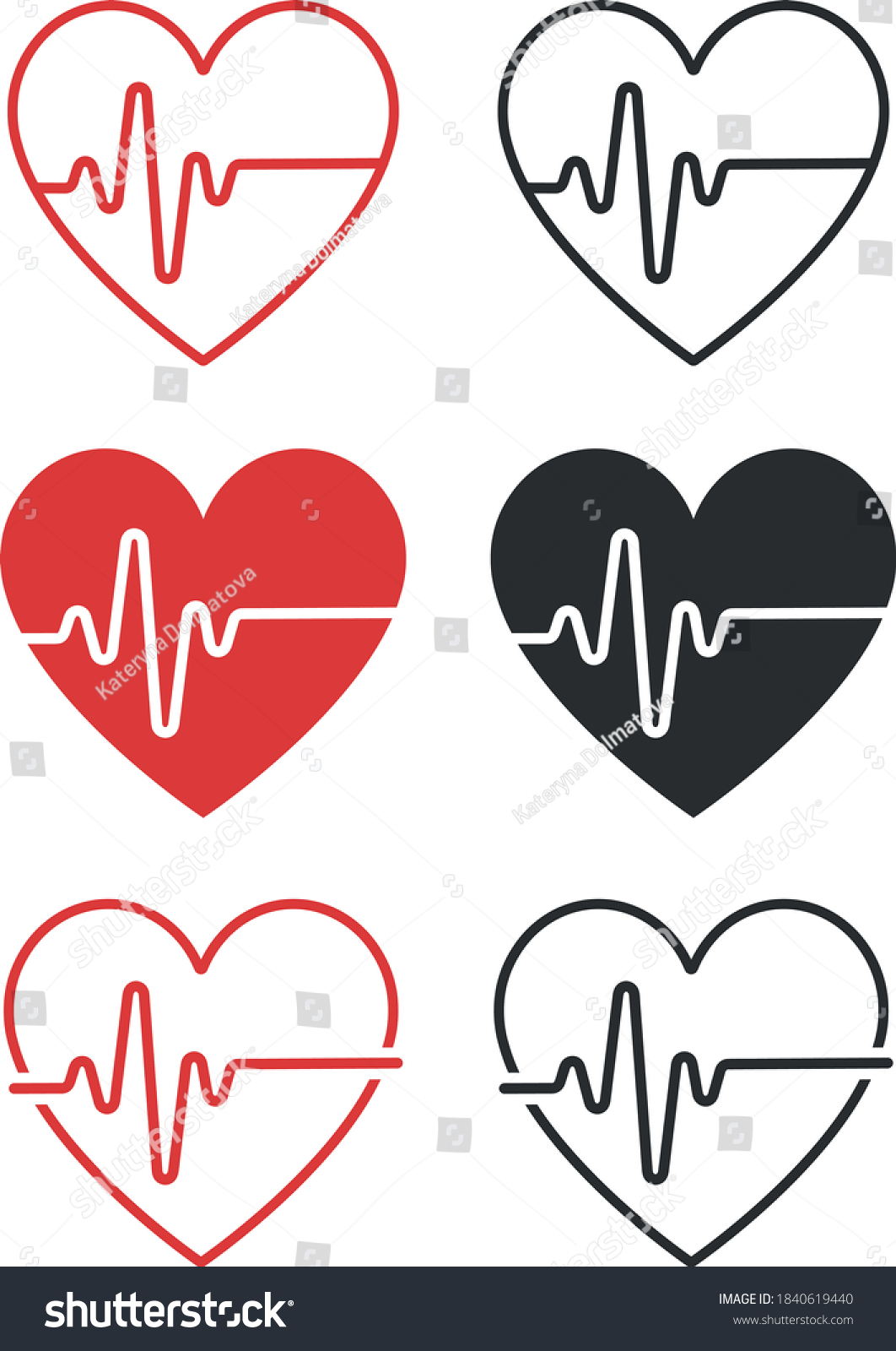 Heart Rhythm Set Electrocardiogram Ecg Ekg Stock Vector Royalty Free Shutterstock