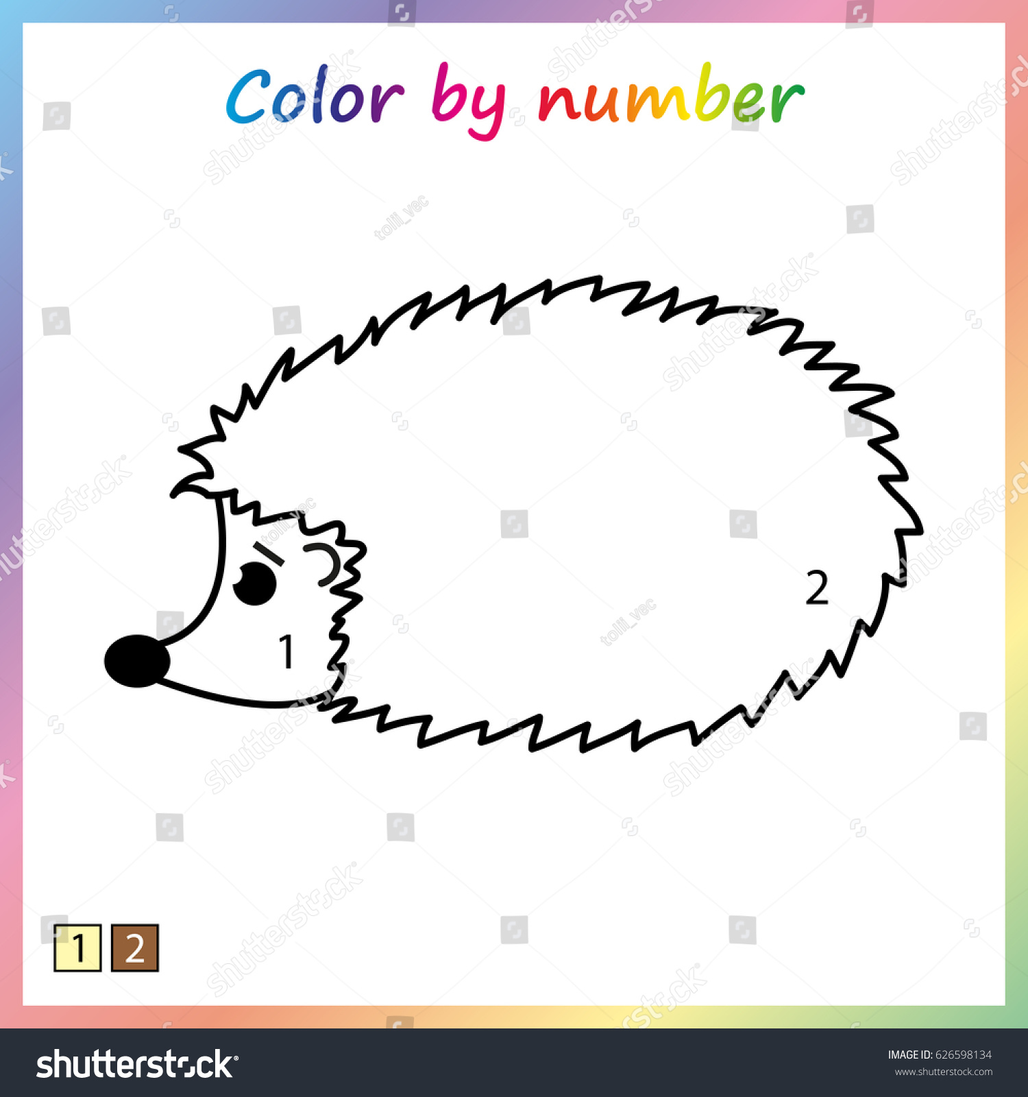 Hedgehog Painting Page Color By Numbers Stock Vector 626598134 ...