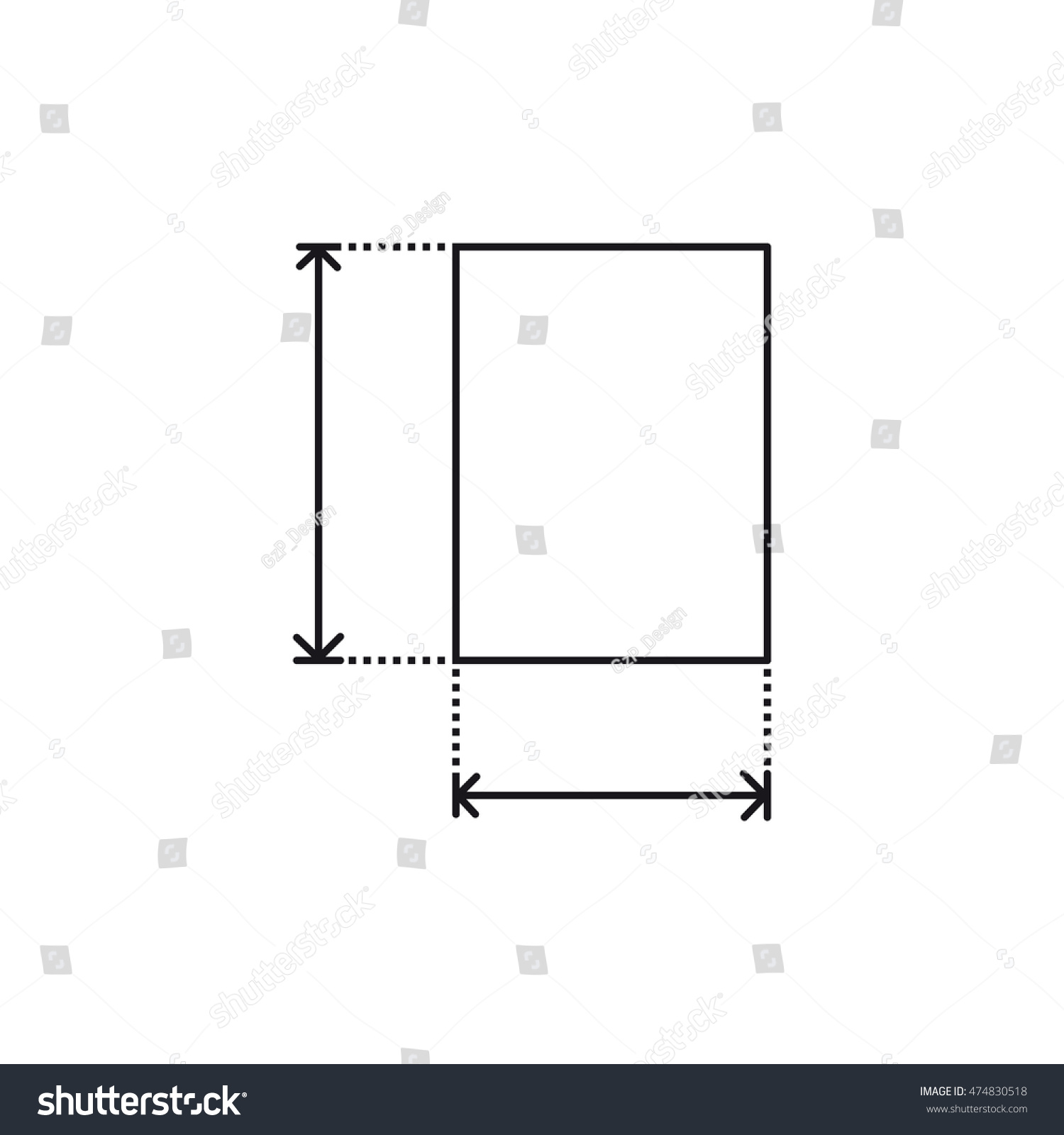 Height Width Icon Area Size Dimension Stock Vector Royalty Free