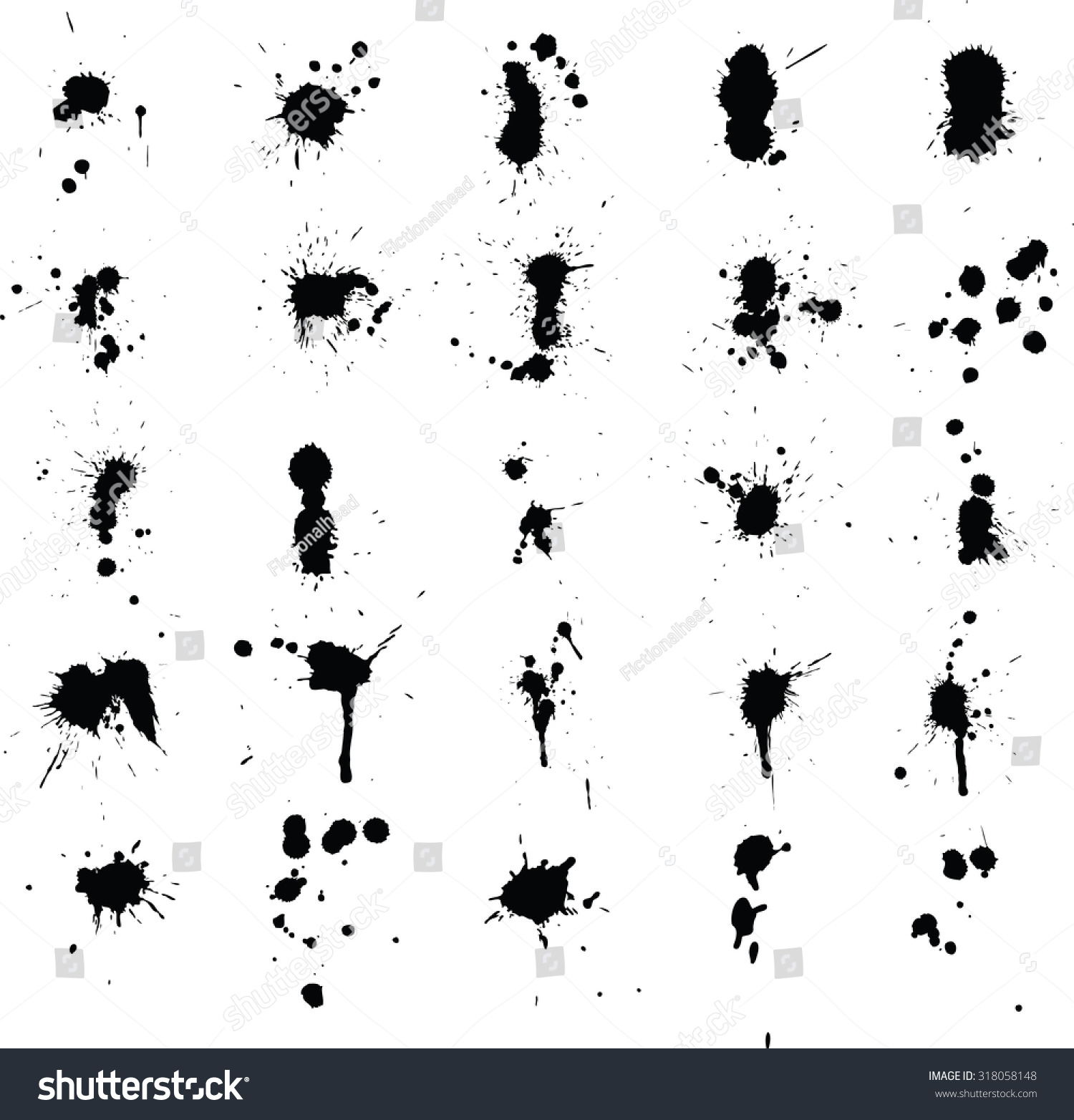 25 High Detail Paint Splats Great Stock Vector (Royalty Free) 318058148