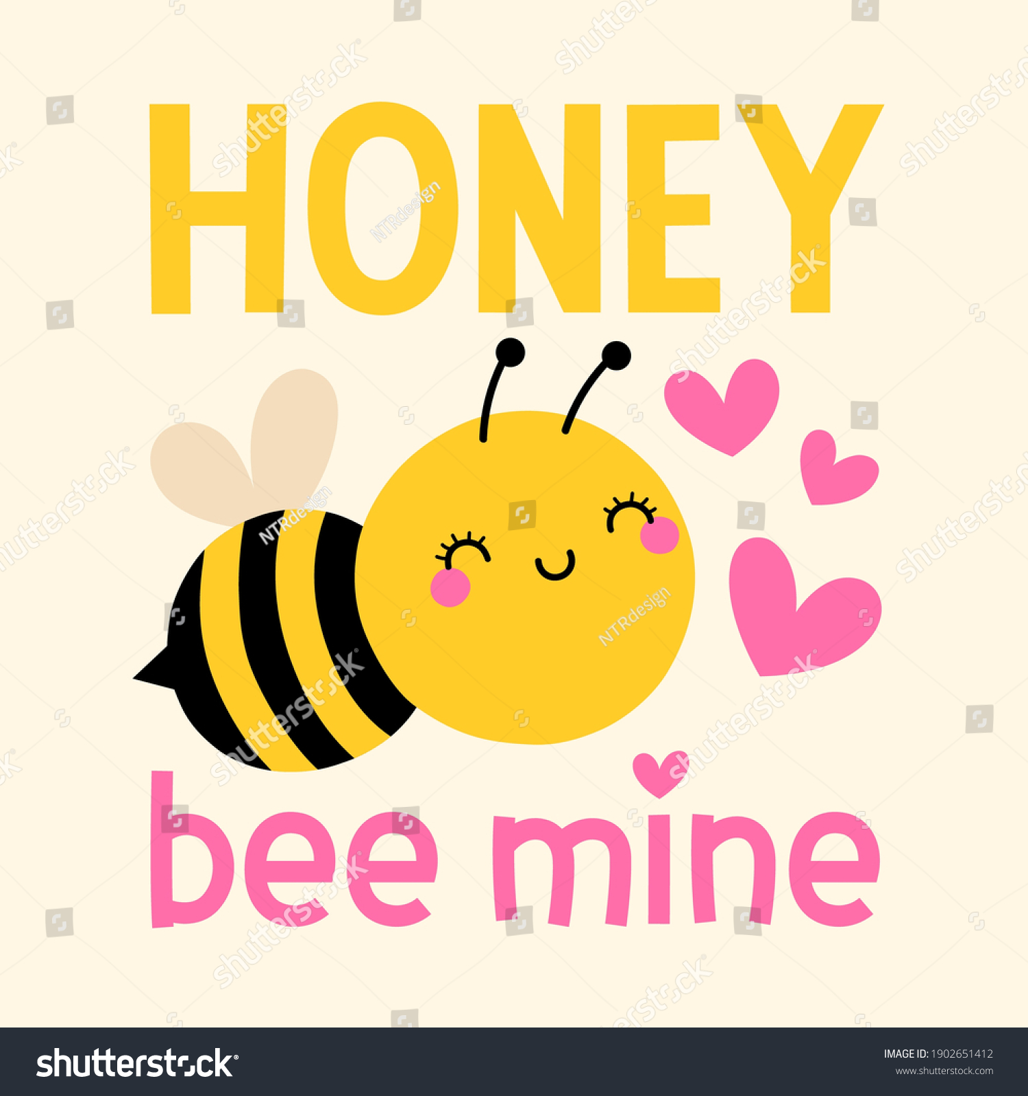 Bee Pun Quotes Cute Bee Cartoon Stock Vector (Royalty Free) 1902651412