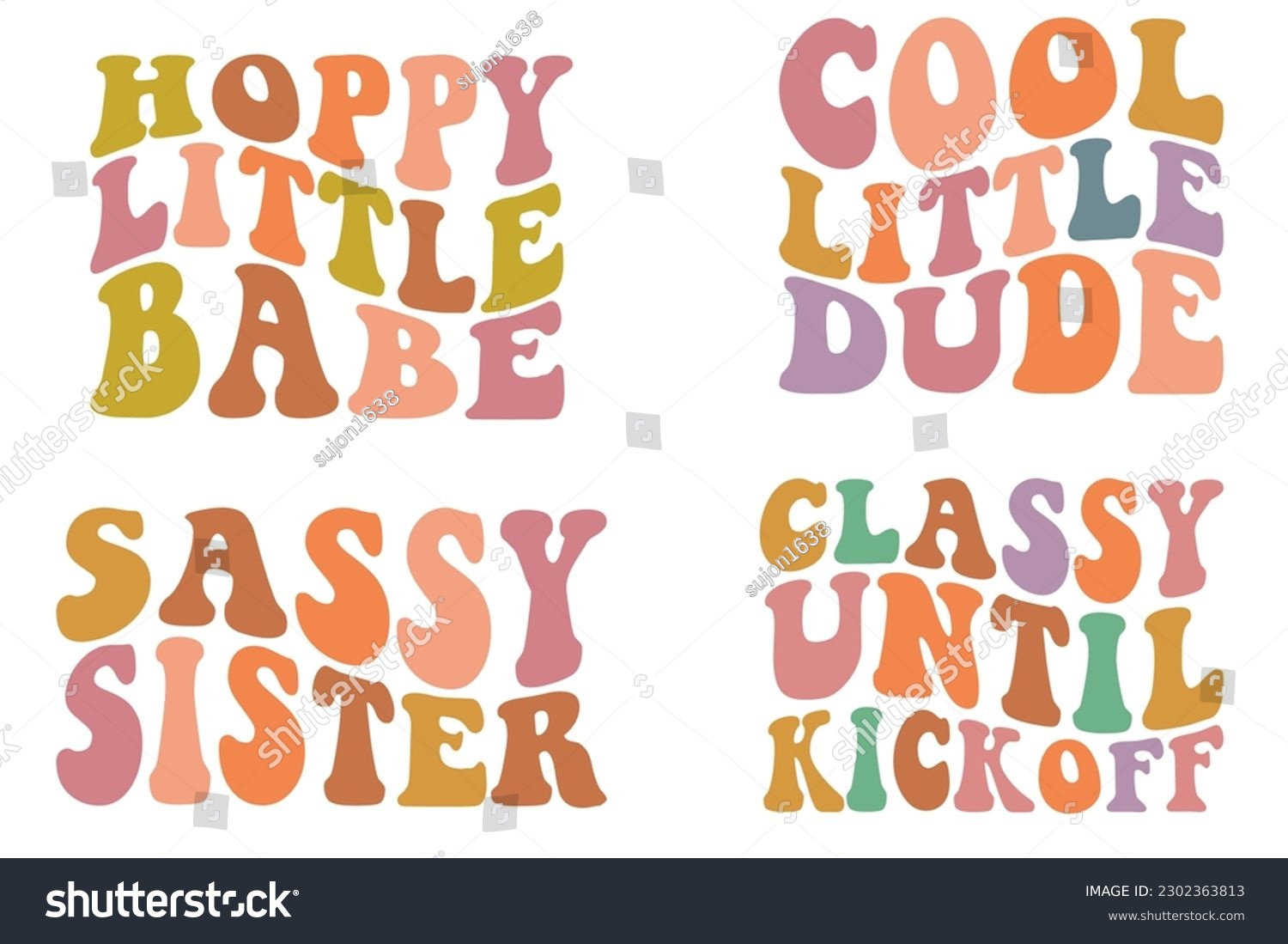SVG of  Hoppy little babe, cool little dude, sassy sister, classy until kick off wavy SVG Bundle, kids Wavy Bundle t-shirt svg