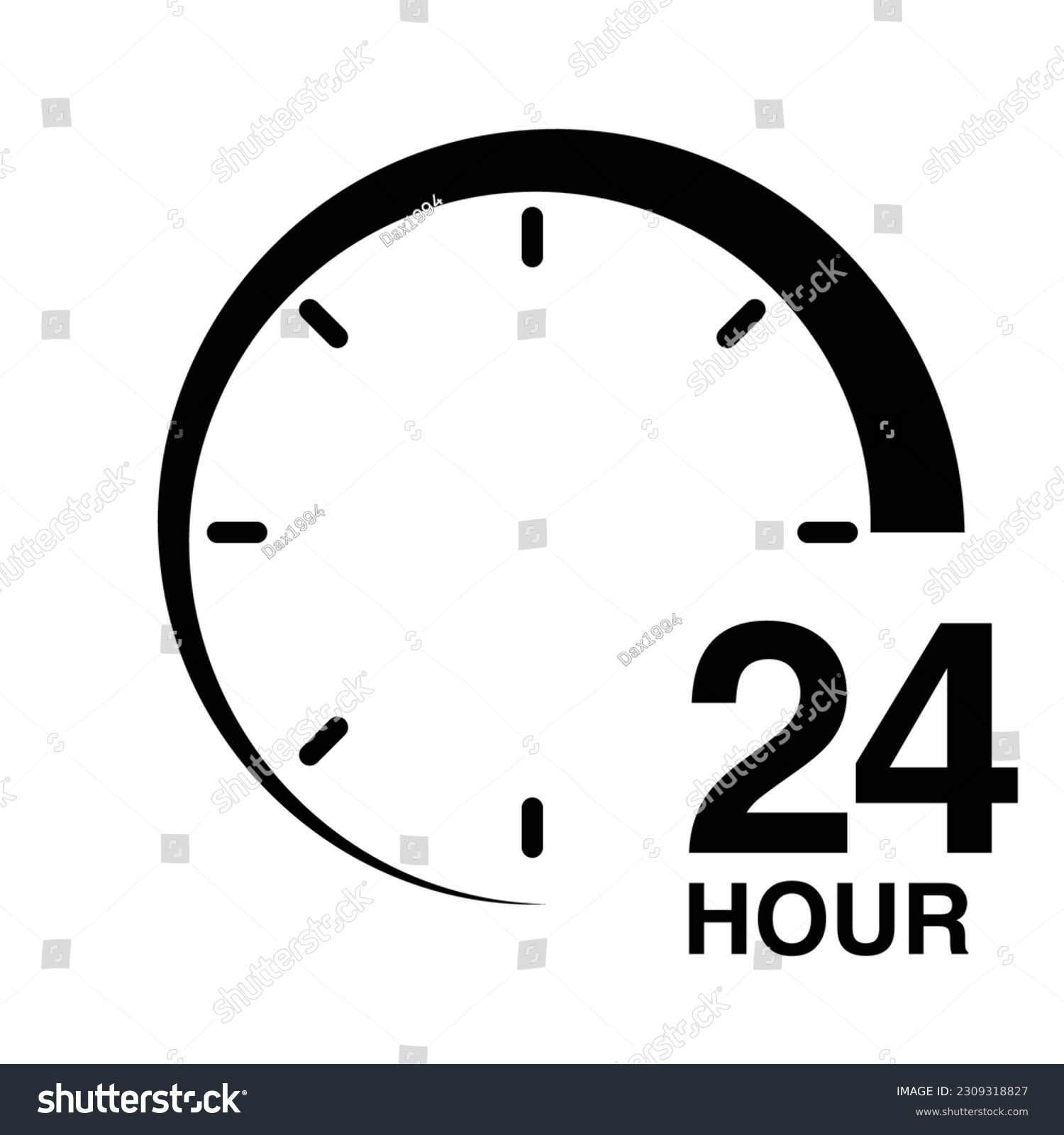 SVG of 24 hour protection clock time sign icon symbol vector illustration isolated on white background svg