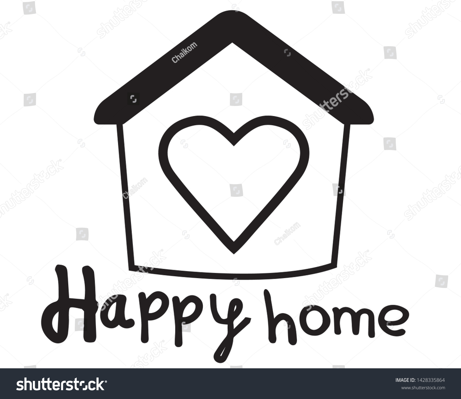 House Heart Shape Withinlove Home Symbol Stock Vector (Royalty Free ...