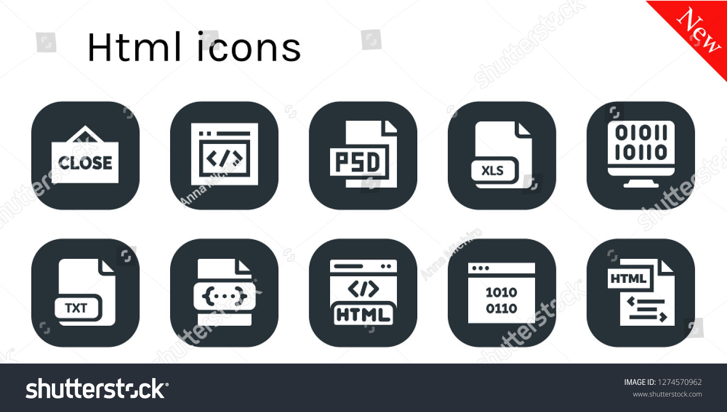 Html Icon Set 10 Filled Html Stock Vector Royalty Free