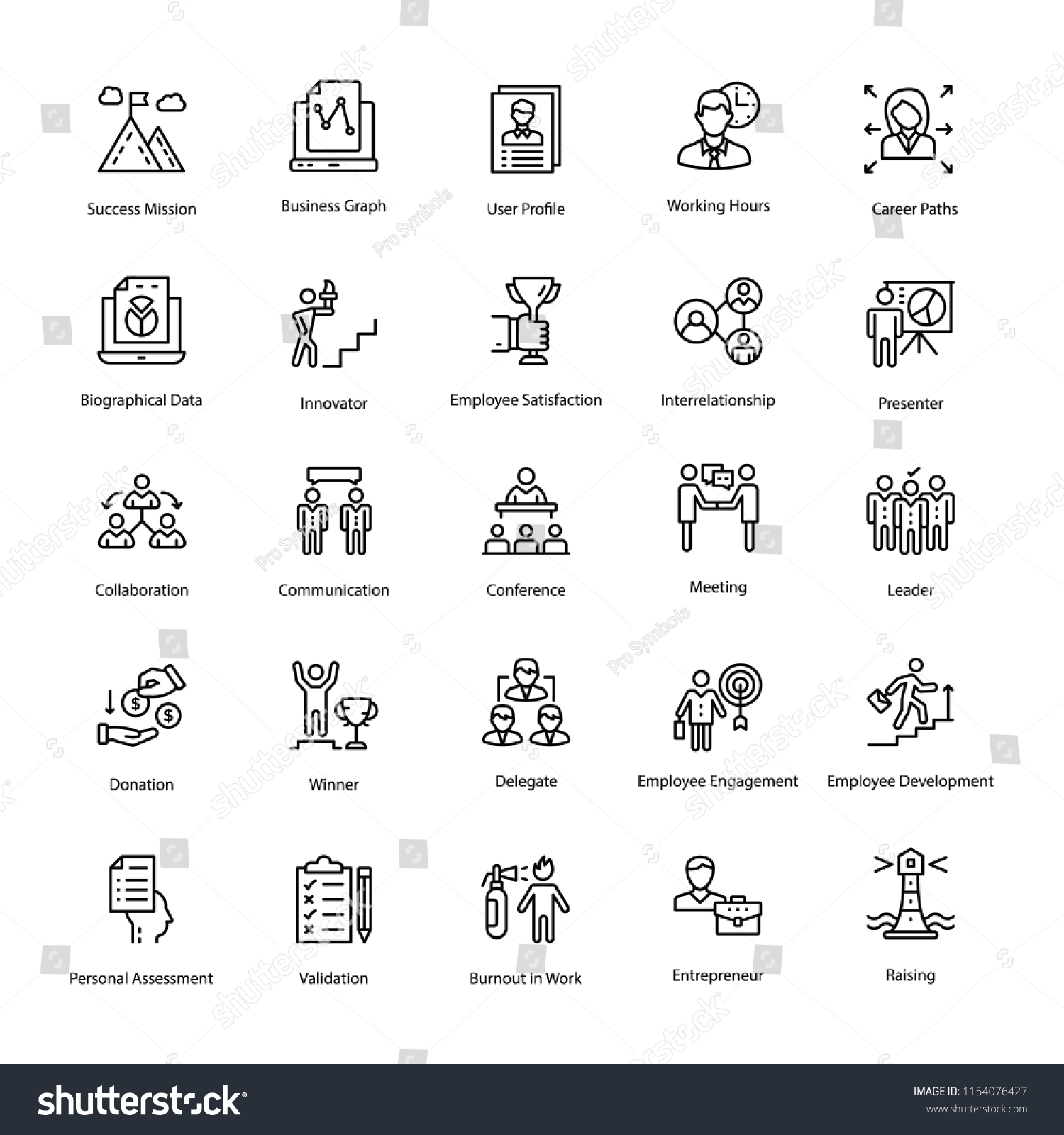 Human Resource Outline Vector Icons Set Stock Vector (royalty Free 