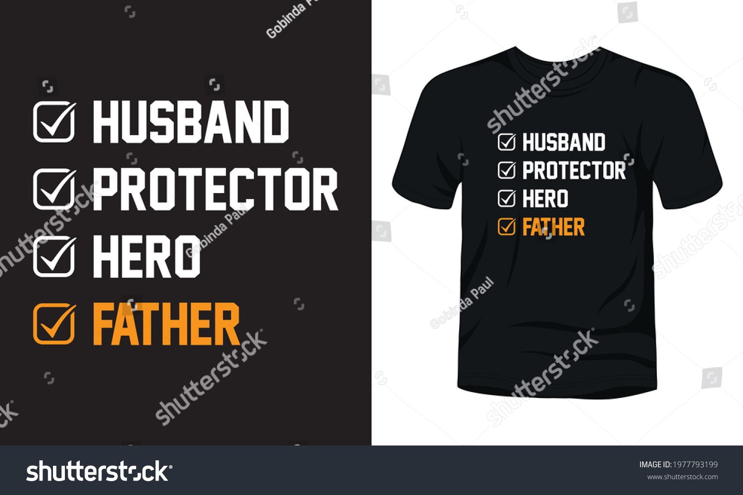 Husband Protector Hero Father Typography Tshirt Stock Vector Royalty Free 1977793199