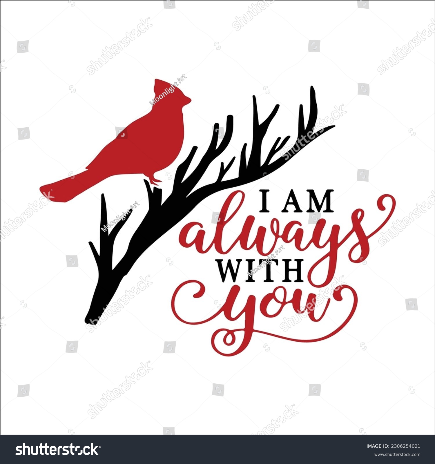 SVG of  I Am Always With You SVG Cut File for Cricut Crafters, Red Cardinal on Branch SVG, Cardinal Memorial SVG svg