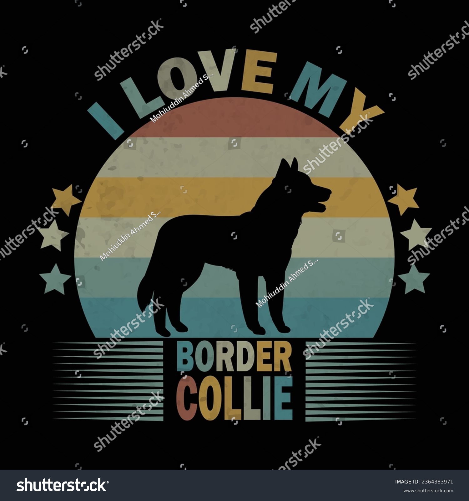 SVG of 
I LOVE MY BORDER COLLIE illustrations with patches for t-shirts and other uses svg