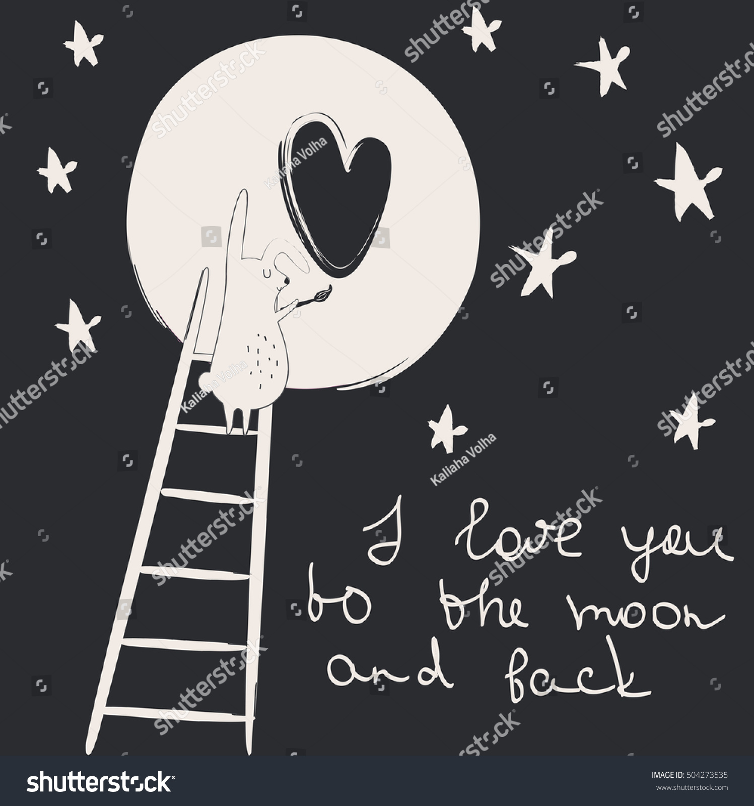 Love You Moon Back Poster Cute Stock Vector Royalty Free