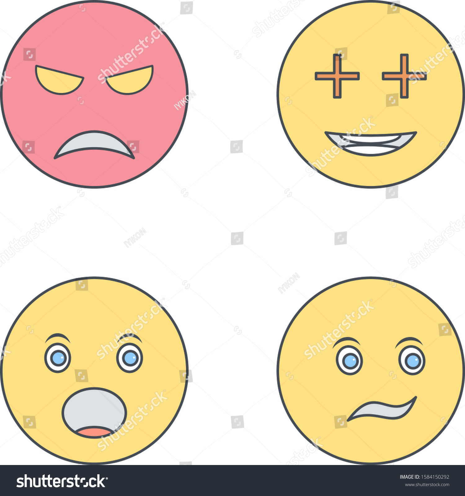 4 Icon Set Emoji Personal Commercial Stock Vector (Royalty Free ...