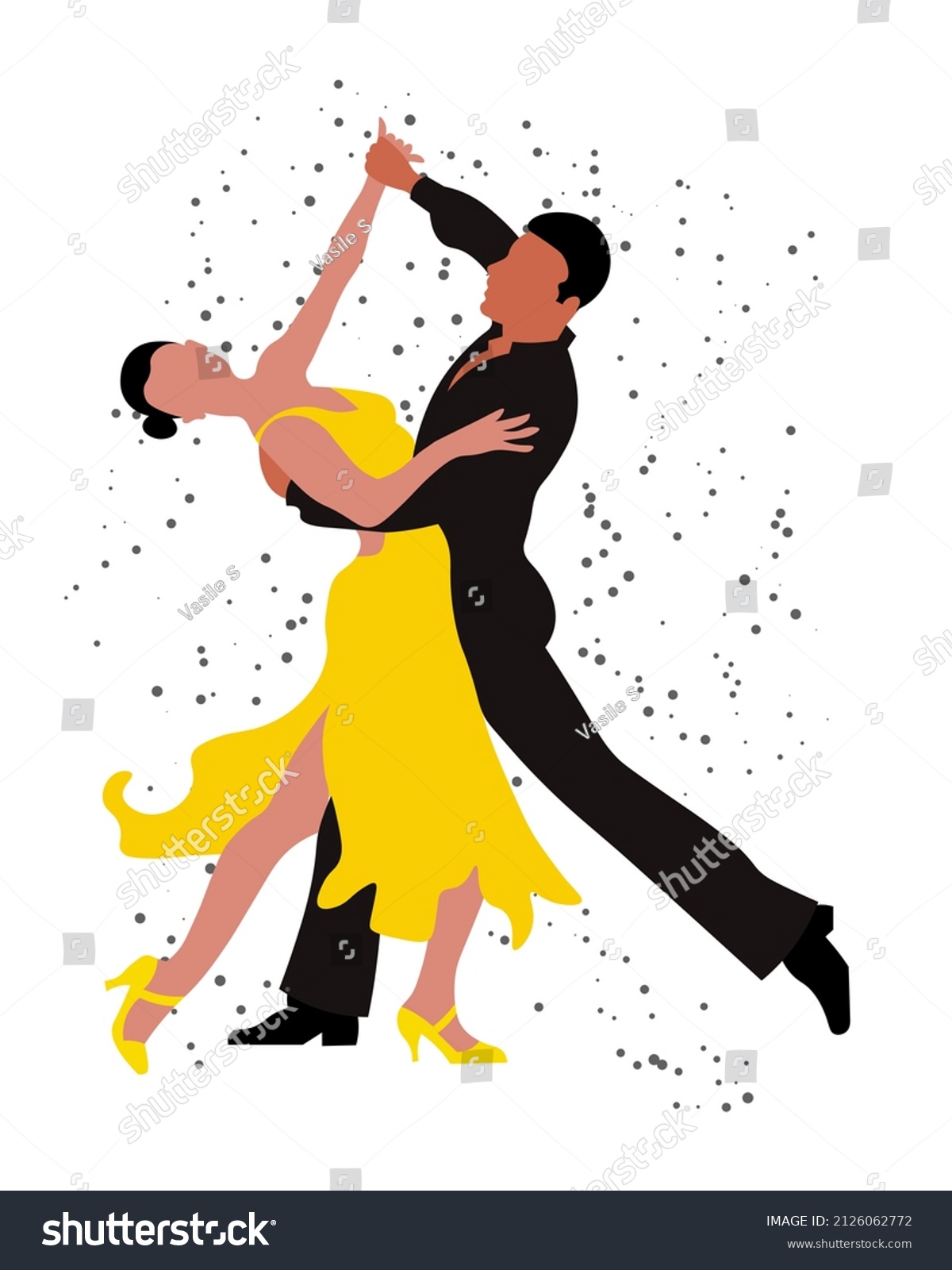 Illustration Dancing Couple Man Black Woman Stock Vector (Royalty Free ...