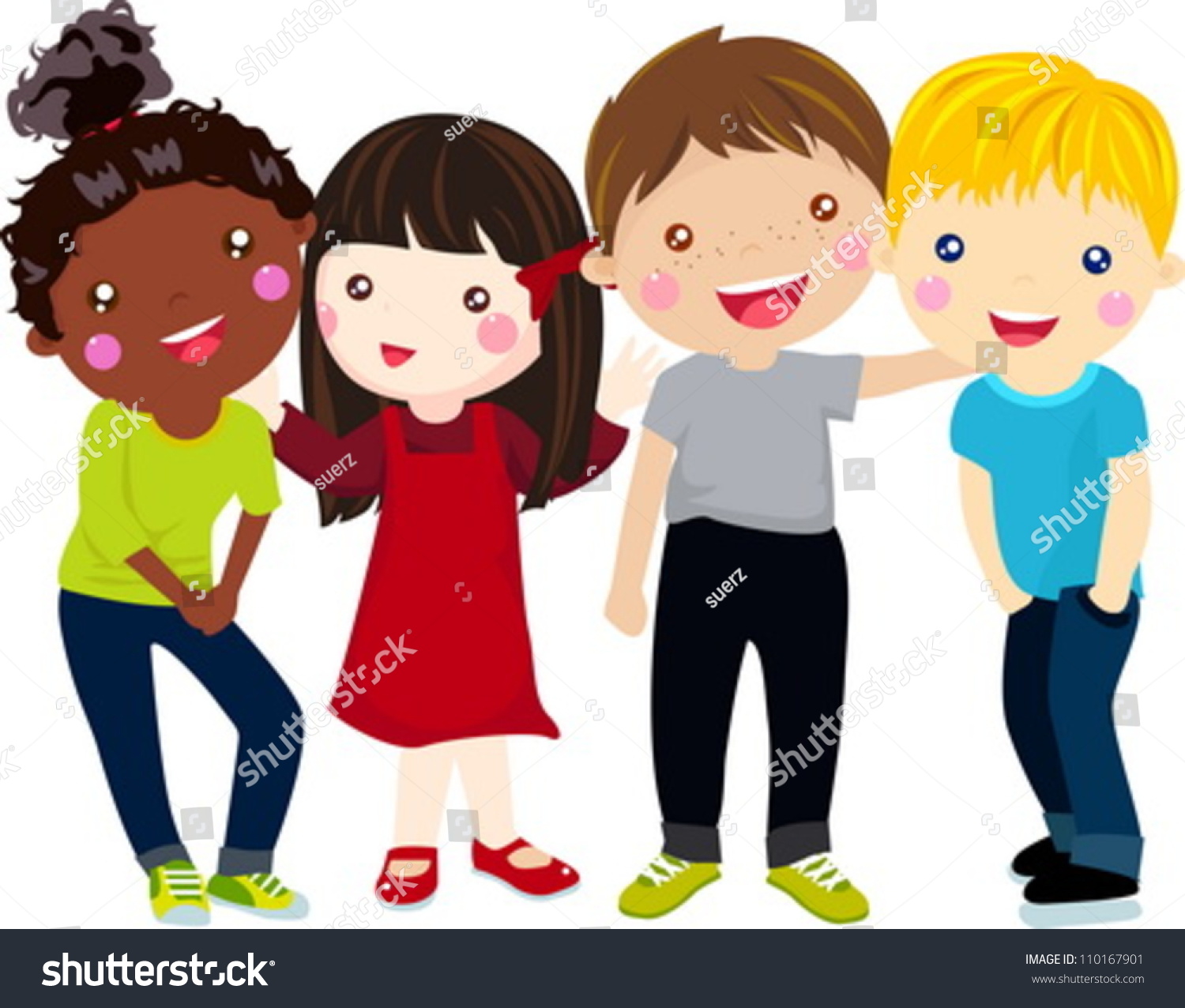 Illustration Of Four Kids - 110167901 : Shutterstock