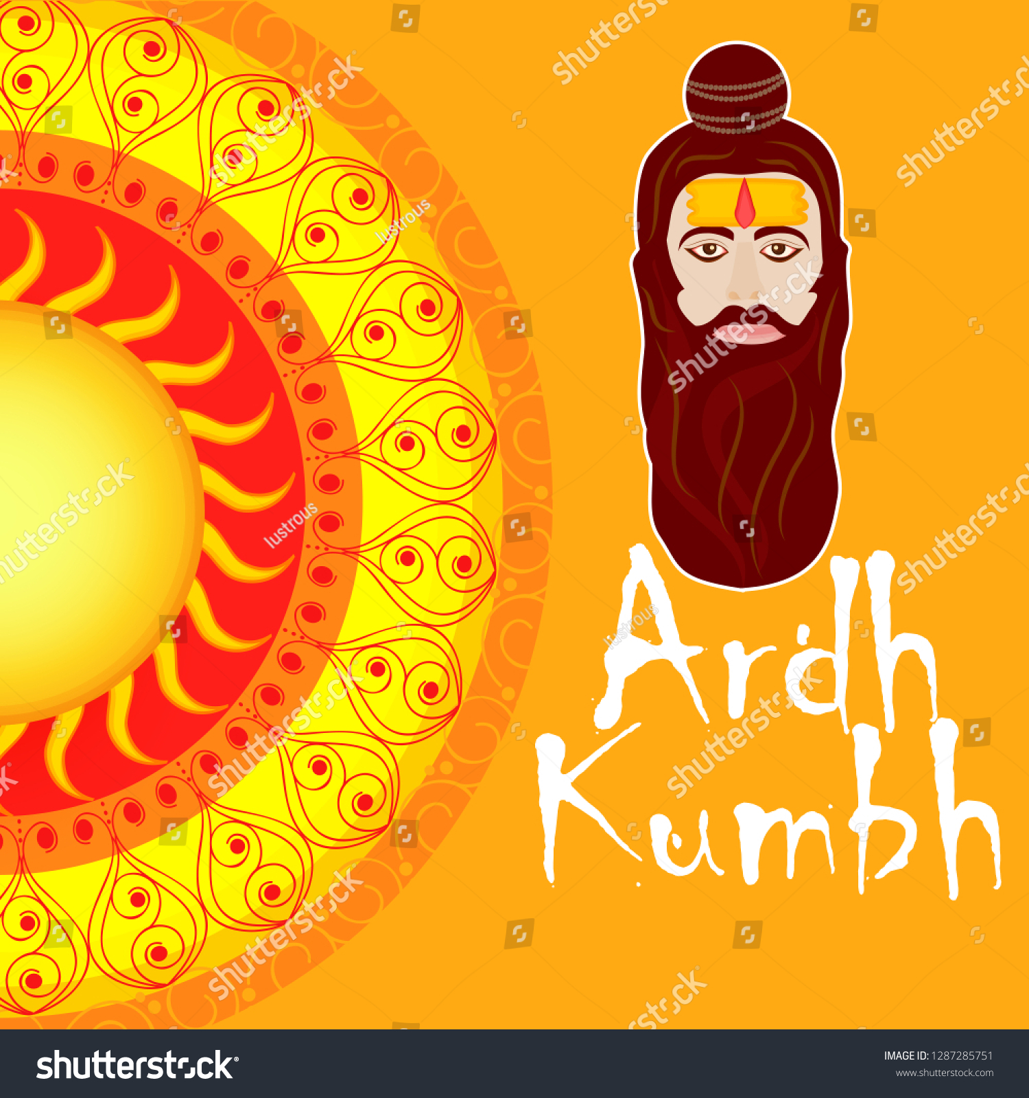 Illustration Hindu Festival Prayagraj Kumbh Mela Stock Vector (Royalty ...