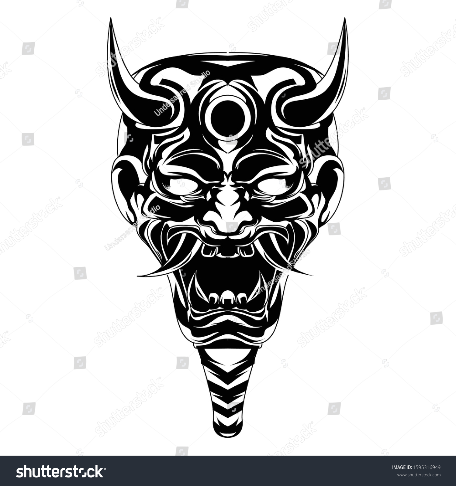 Illustration Horror Demon Horns Stock Vector (Royalty Free) 1595316949 ...