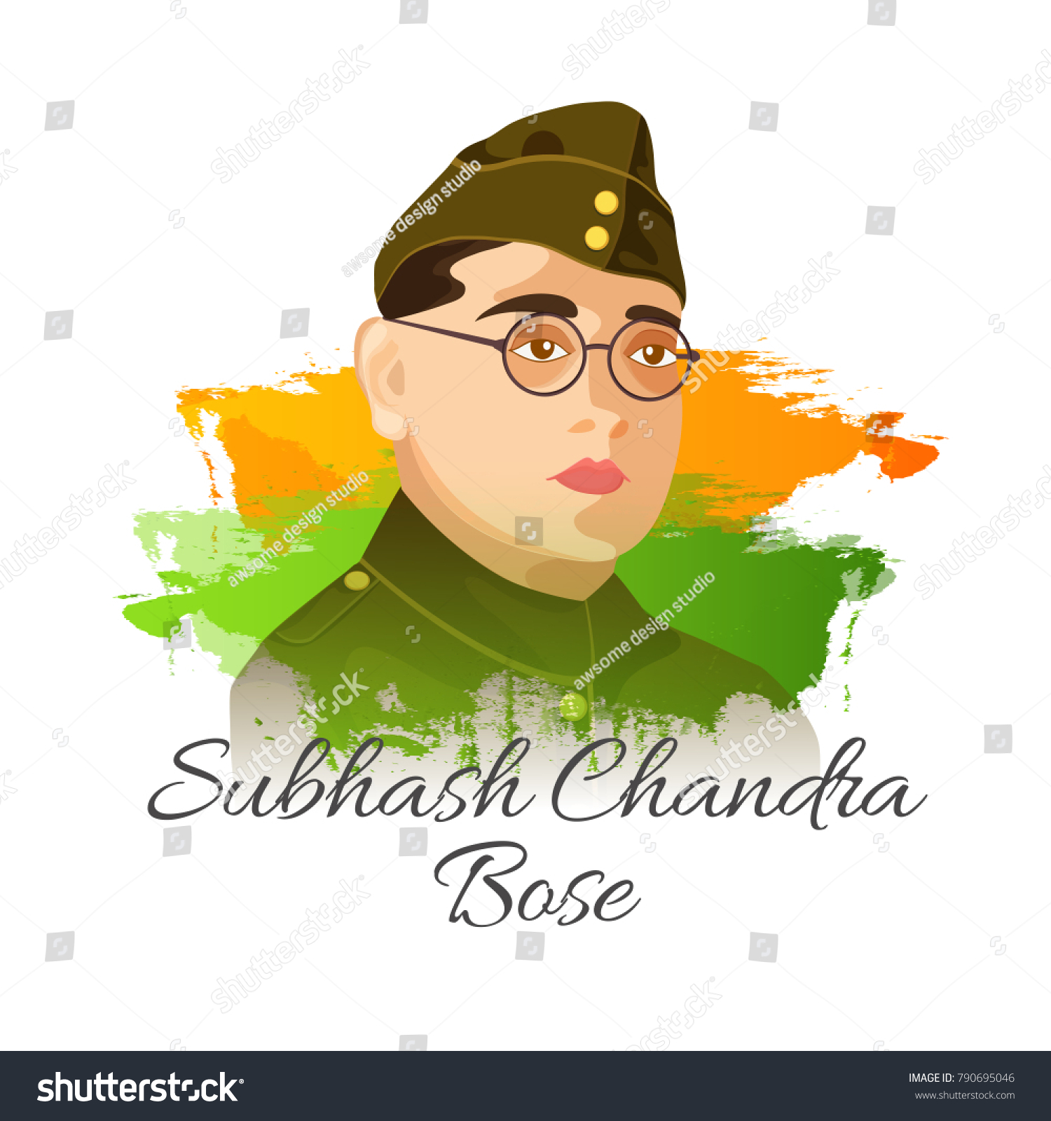 Illustration Indian Background Netaji Subhash Chandra Stock Vector