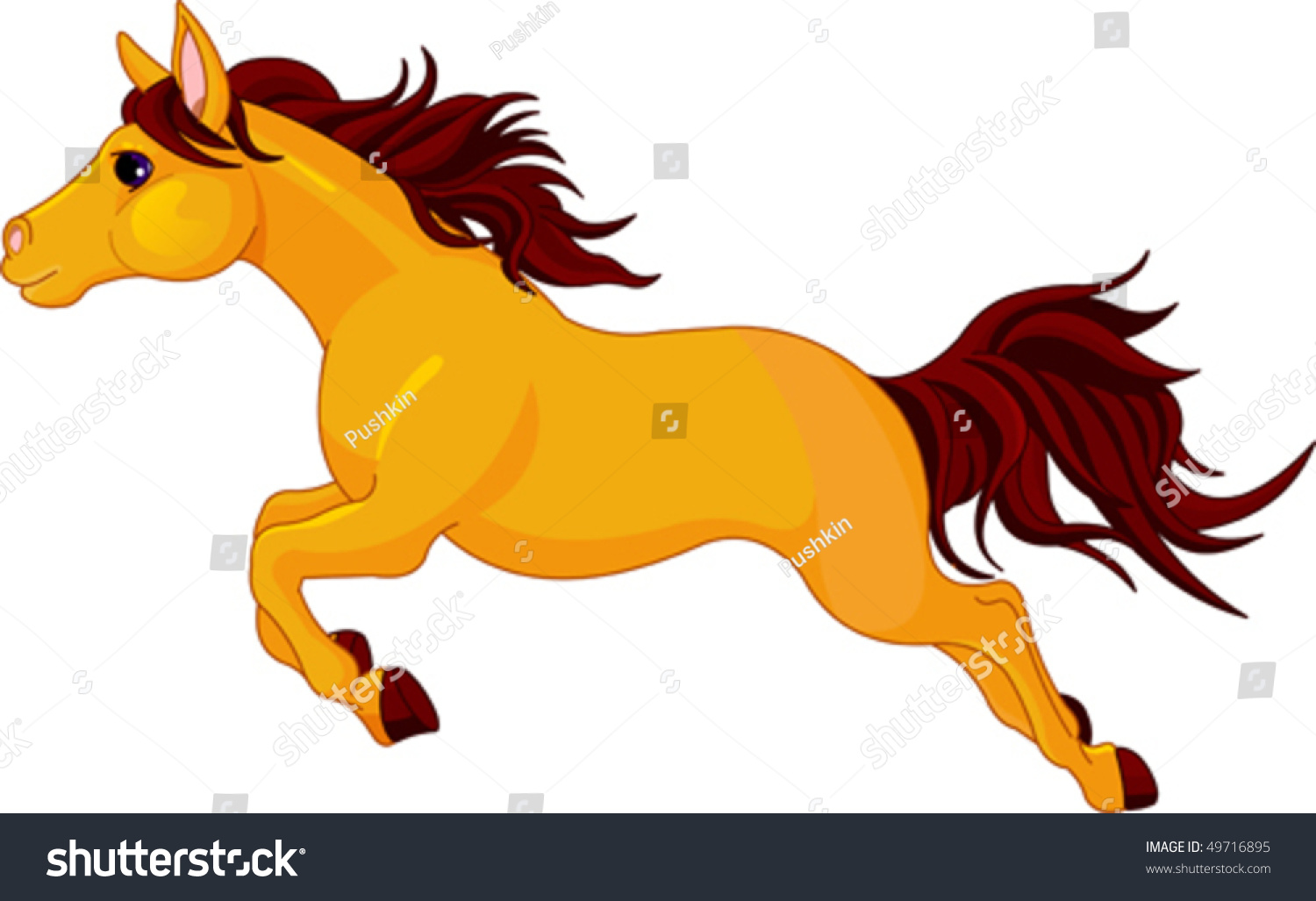 Illustration Running Beautiful Golden Horse Stock Vector 49716895 ...