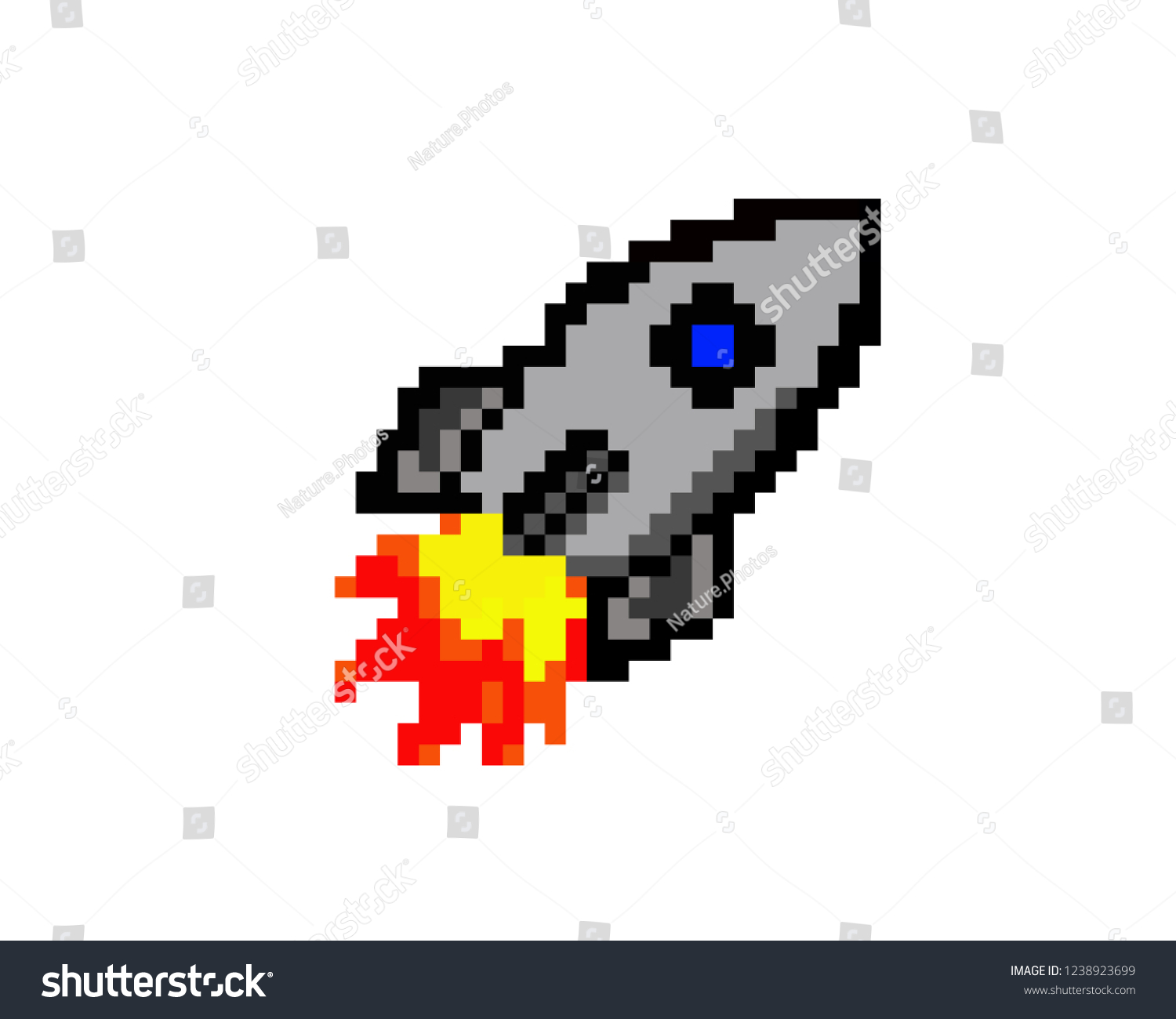 Illustration Pixel Art Rocket Pixel Style Stock Vector (Royalty Free