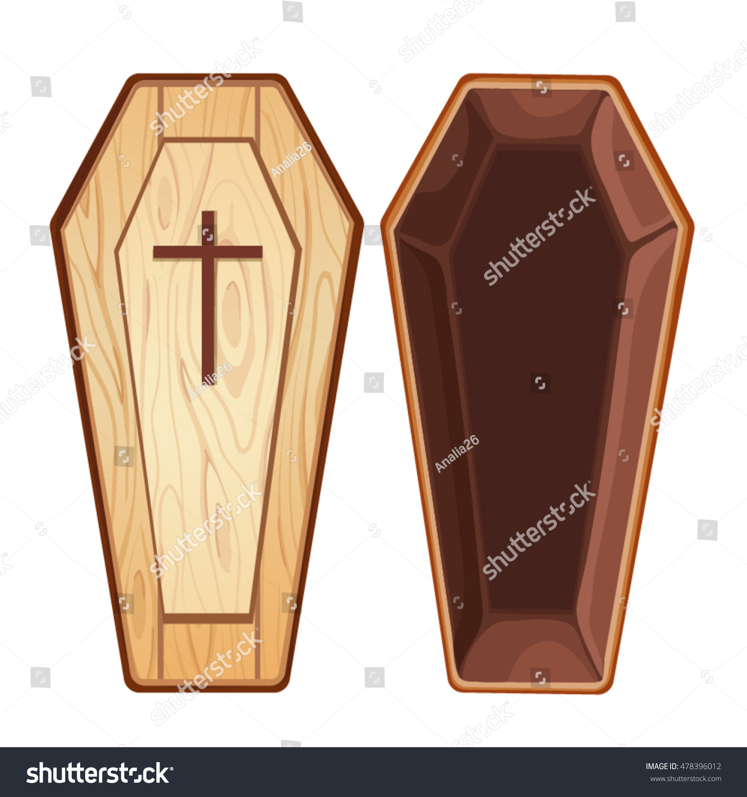 Illustration Open Wooden Coffin Stock Vector 478396012 - Shutterstock