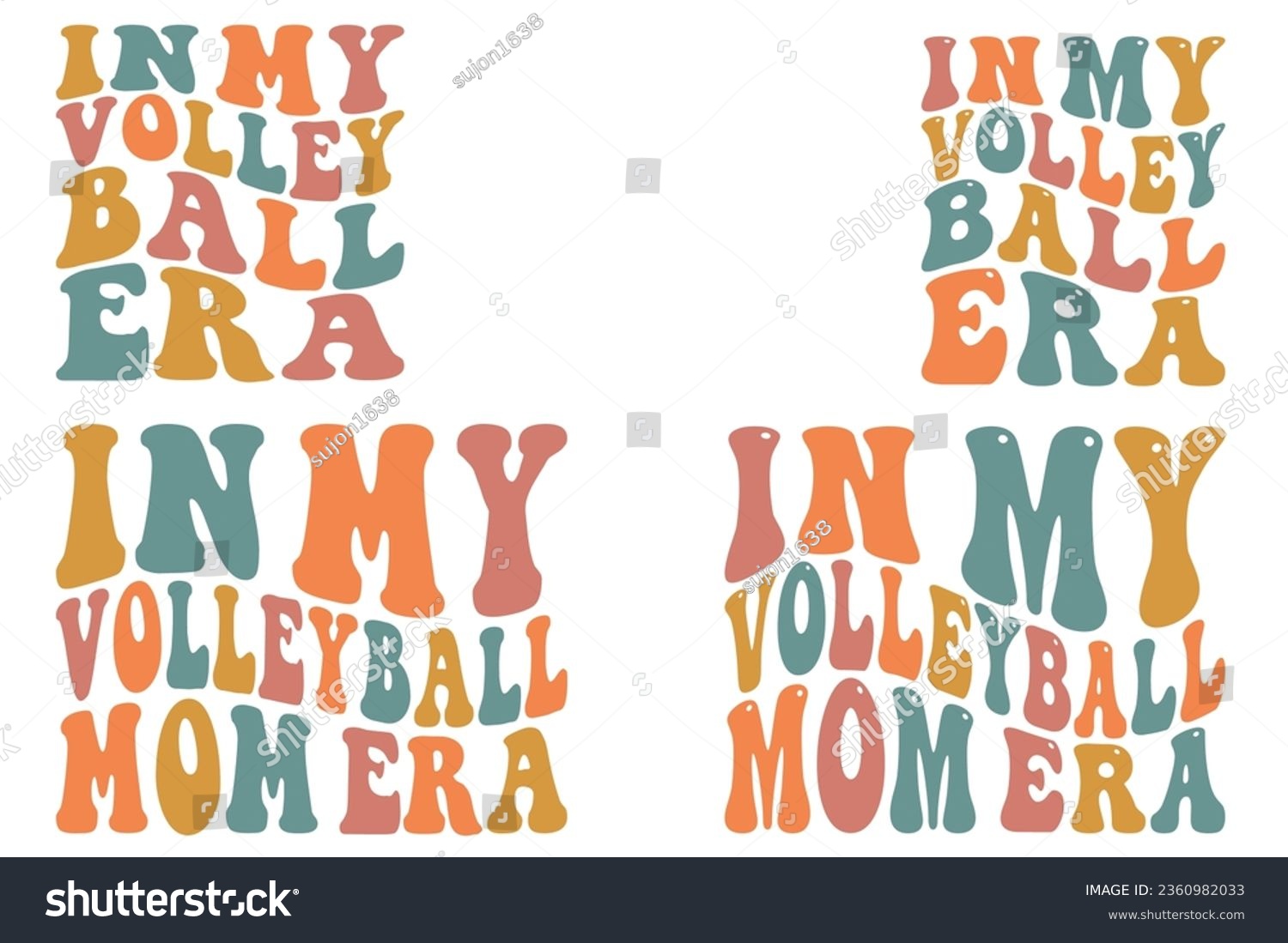SVG of  In my volleyball era, in my volleyball mom era retro wavy SVG bundle T-shirt designs svg