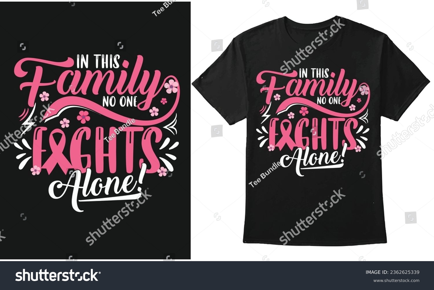 SVG of  In This Family No One Fights Alone! Breast Cancer Awareness October Design For T-Shirt, Banner, Hoodie, Cap, Mug, and Print On Demand svg