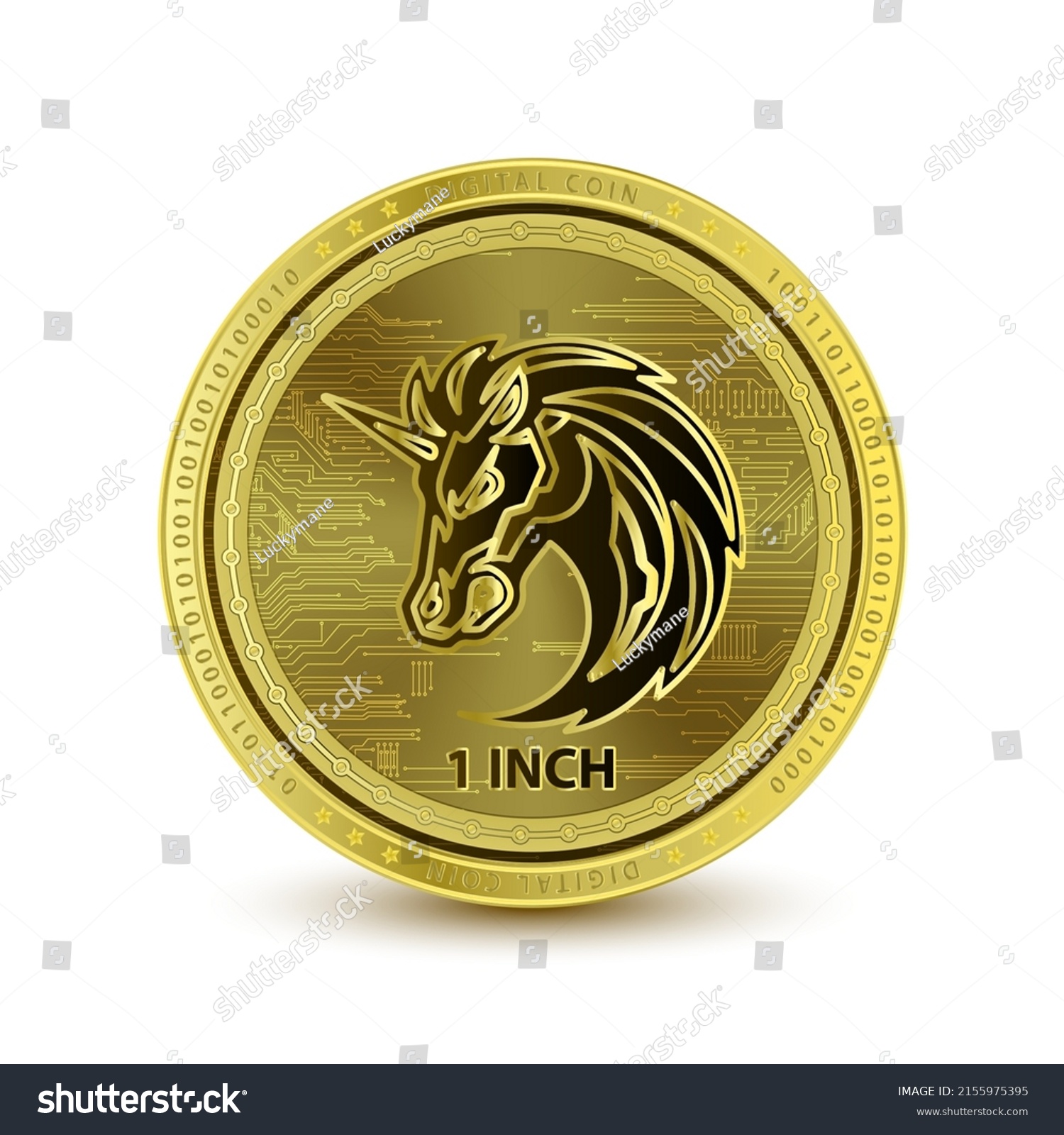 SVG of 1inch (1INCH) coin isolated on white background. Cryptocurrency blockchain (crypto currency) digital currency alternative currency. 3D Vector illustration. Symbol of business modern gold, money. svg