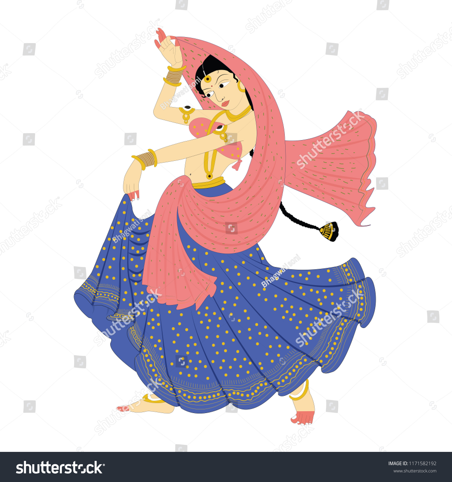 Indian Classical Dancer Performing Stock Vector (Royalty Free) 1171582192