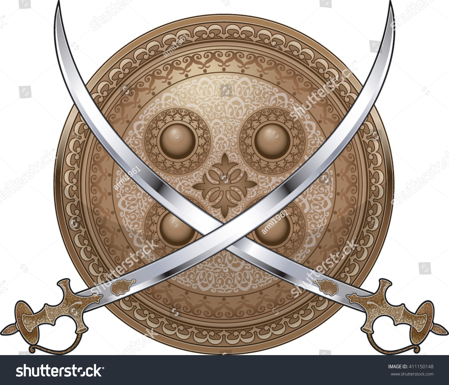 Indian Shield Crossed Talwar Swords Stock Vector Royalty Free 411150148 9675