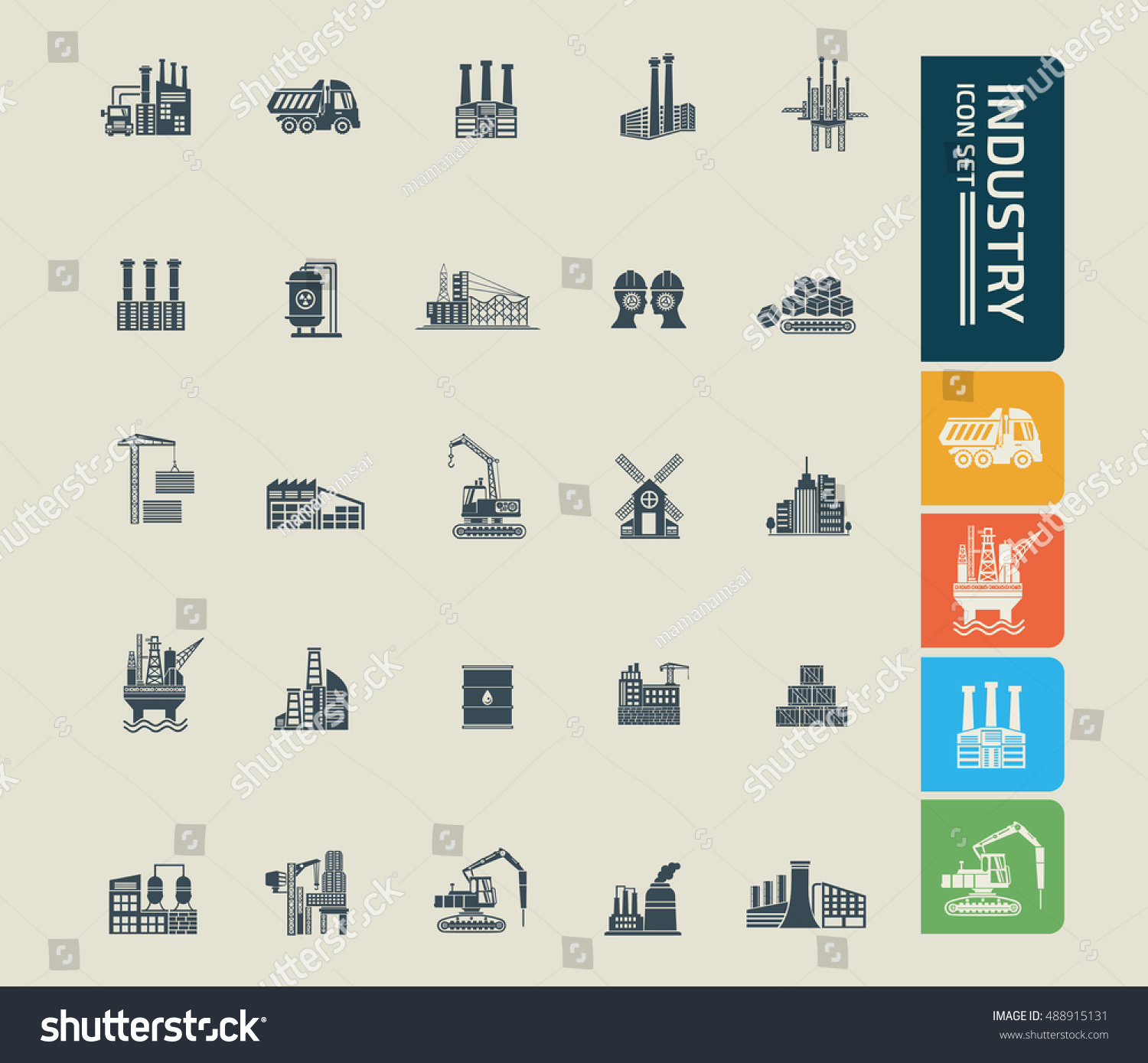 Industry Icon Setvector Stock Vector 488915131 - Shutterstock