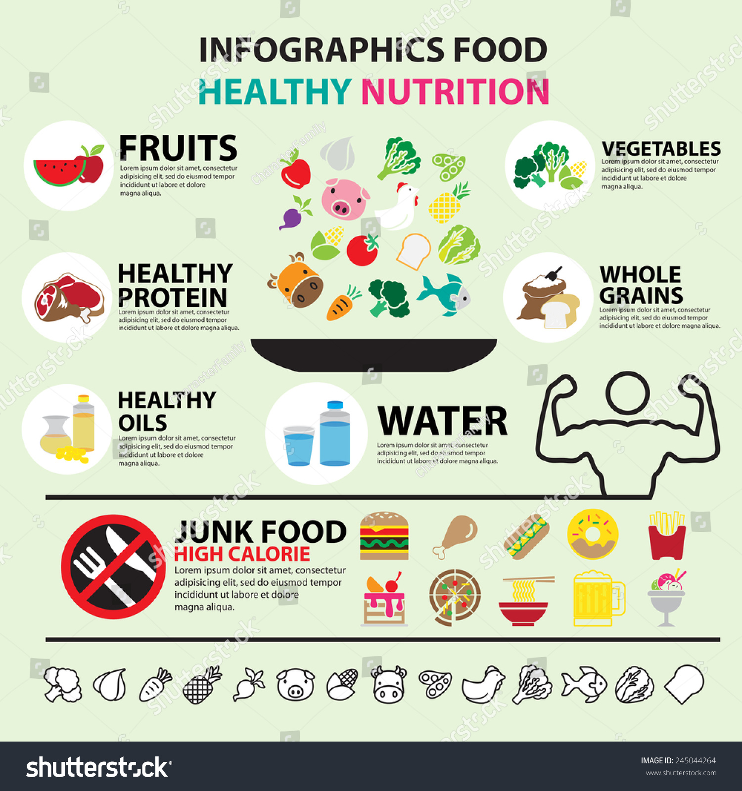 Infographic Food Healthy Nutrition Stock Vector 245044264 - Shutterstock
