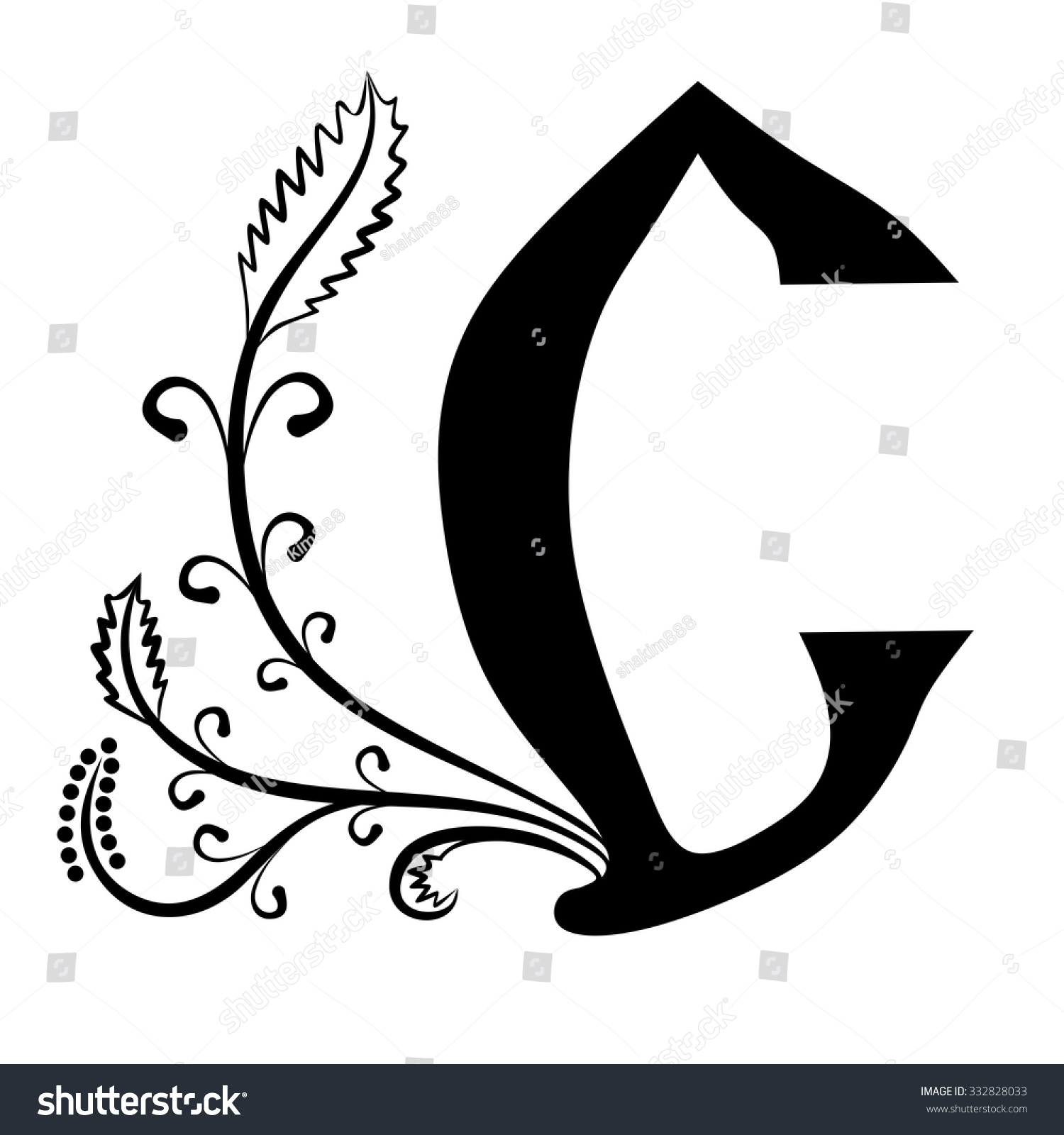 Initial Or Drop Cap Letter C Stock Vector Illustration 332828033 ...