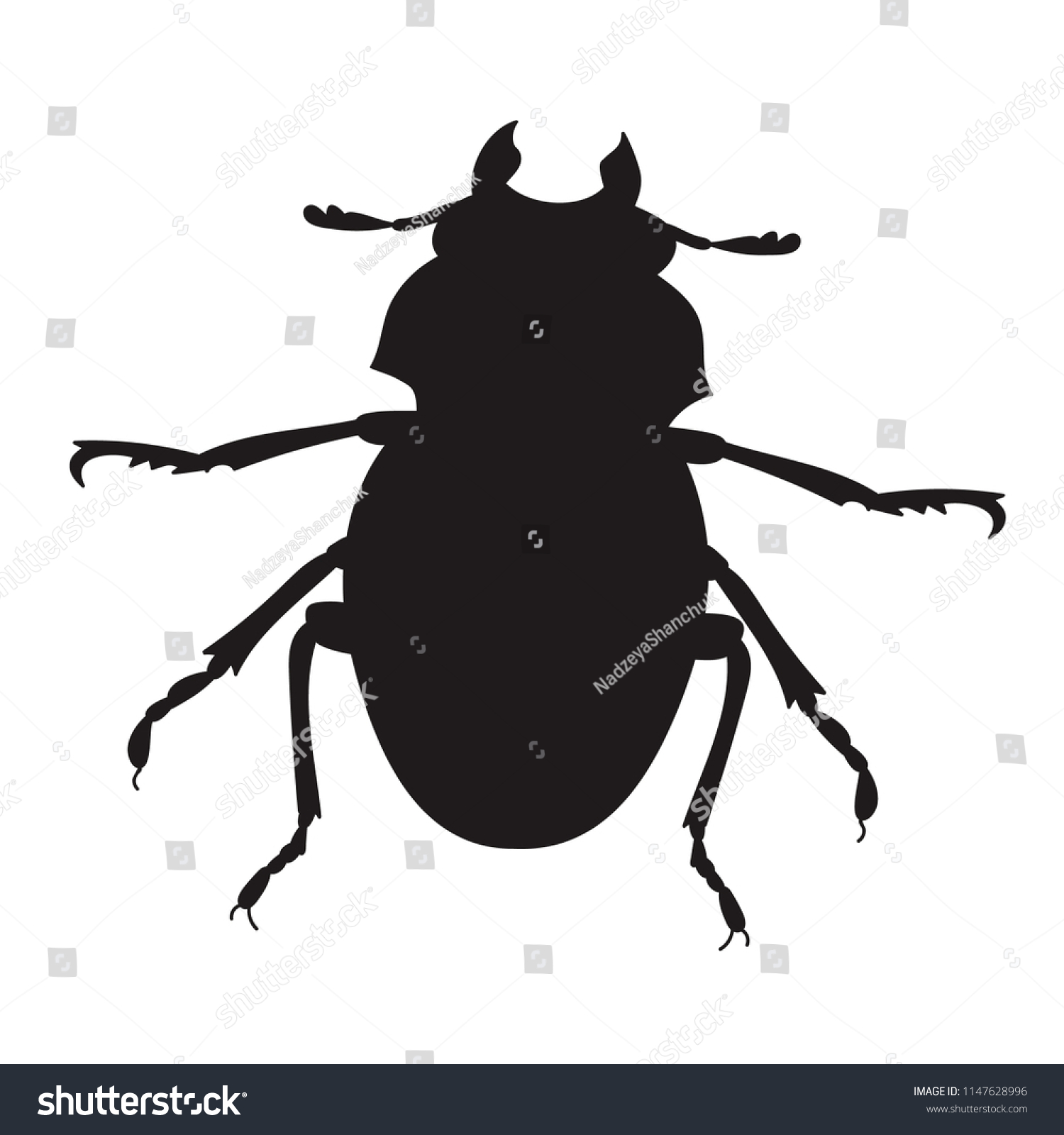 Insect Beetle Silhouette Stock Vector (Royalty Free) 1147628996