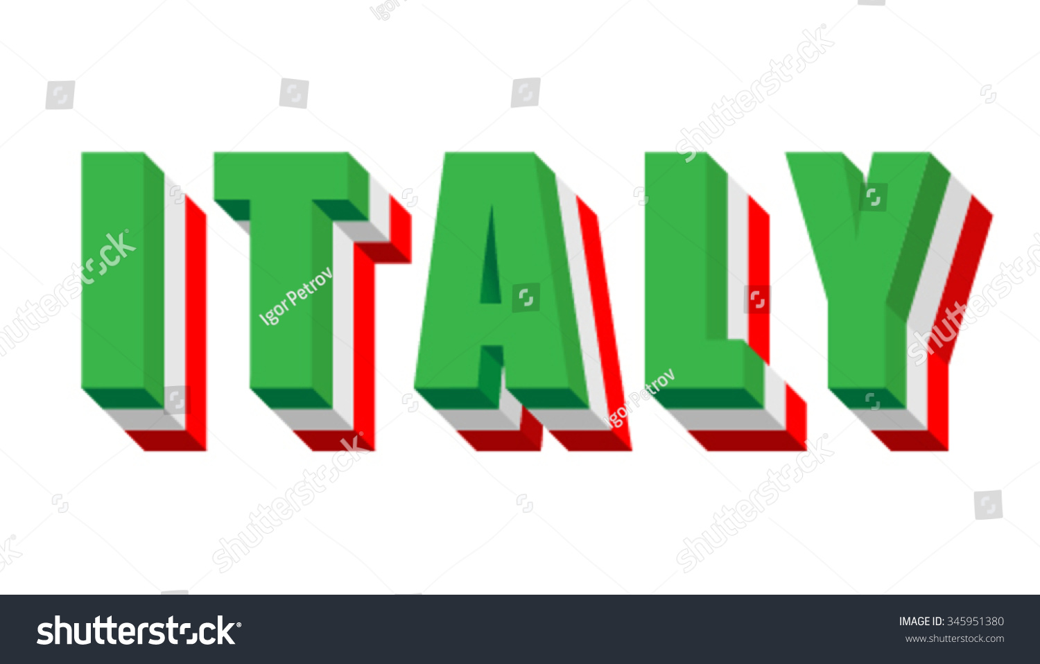 Isometric Italy Word Text Flag Stock Vector 345951380 - Shutterstock