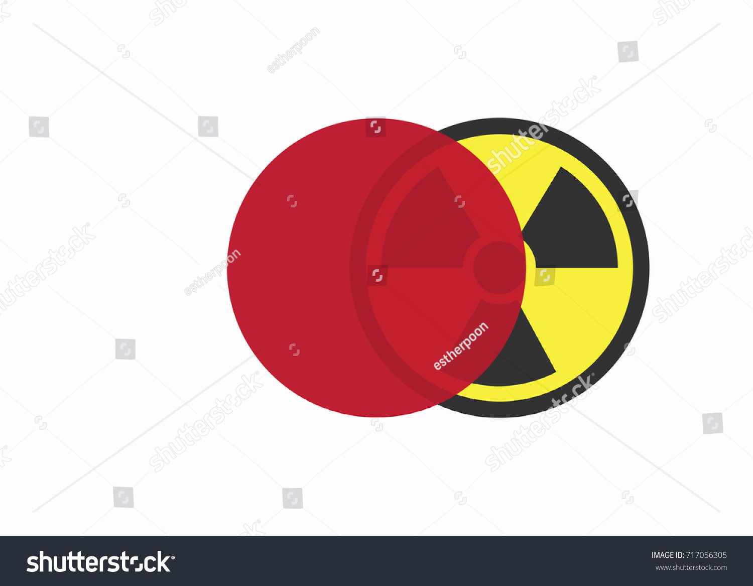 Japan Flag Radiation Sign Stock Vector (Royalty Free) 717056305