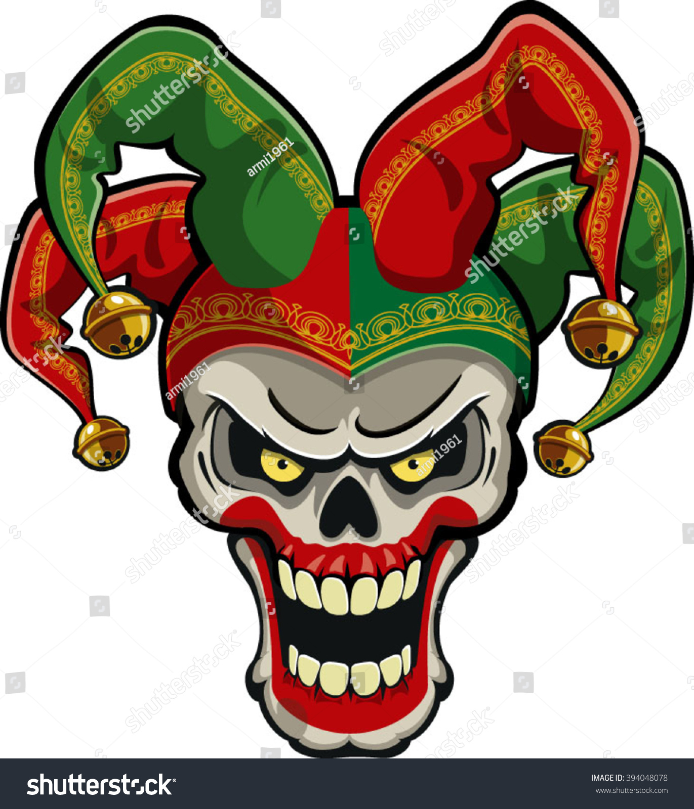 Jester Skull Wearing Fools Hat Stock Vector 394048078 - Shutterstock
