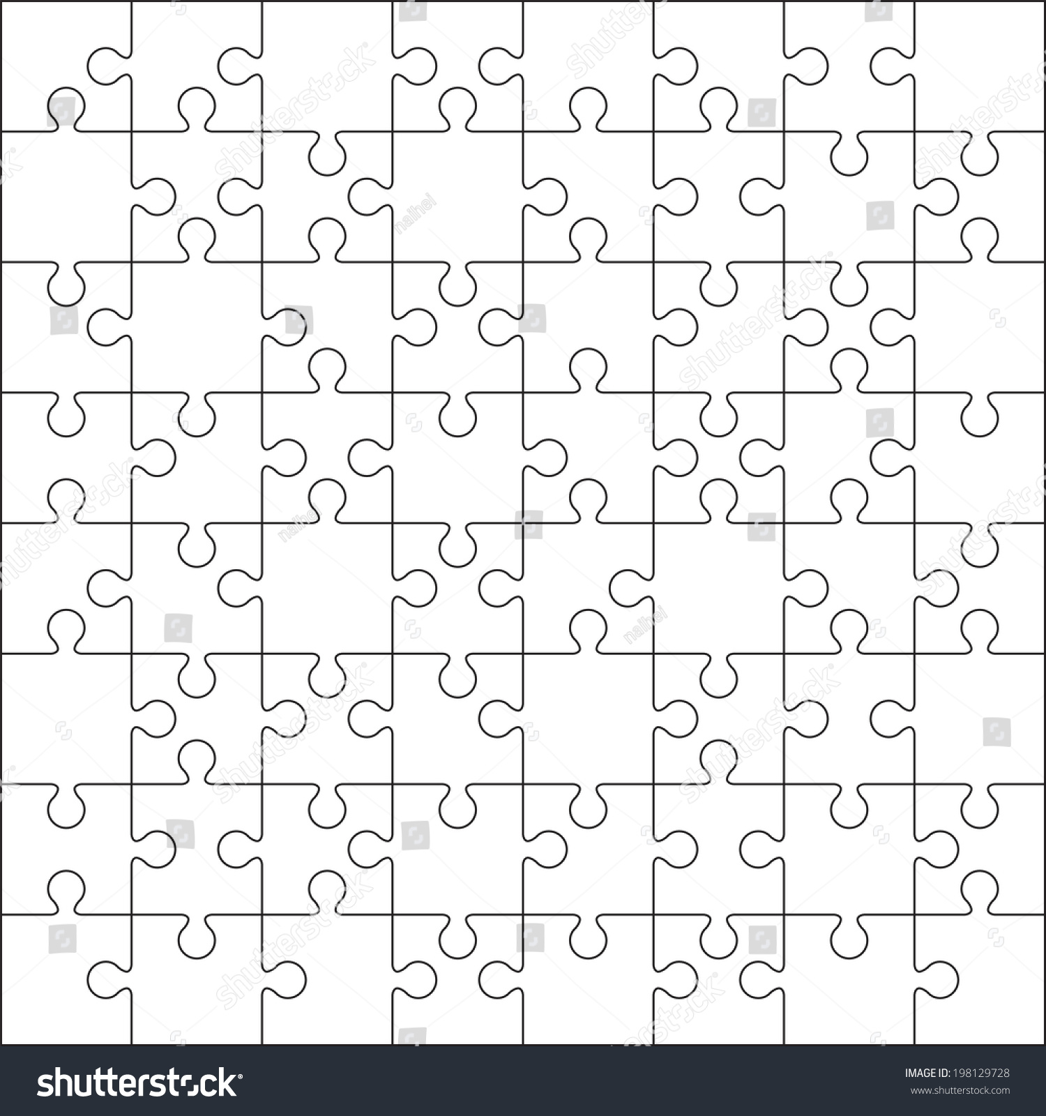 64 Jigsaw Puzzle Blank Template Cutting Stock Vector (Royalty Free ...