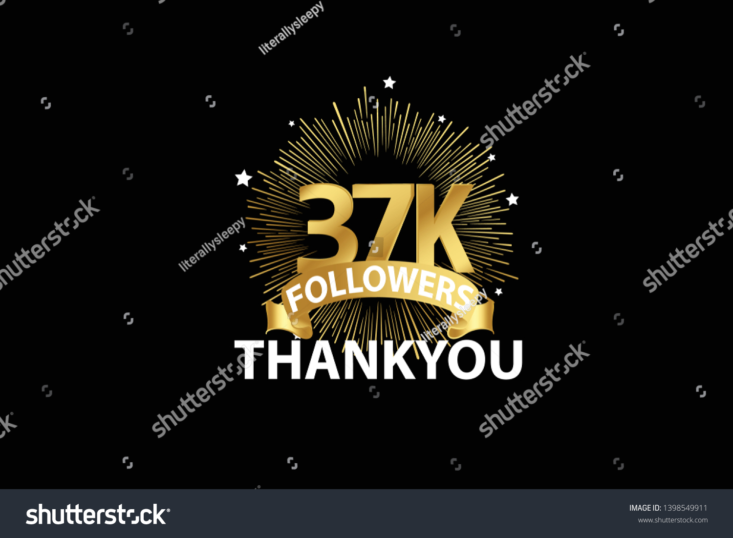 SVG of 37K, 37000, 37.000 Followers anniversary, minimalist logo years, jubilee, greeting card. invitation. Sign Ribbon Gold space vector illustration on black background - Vector svg