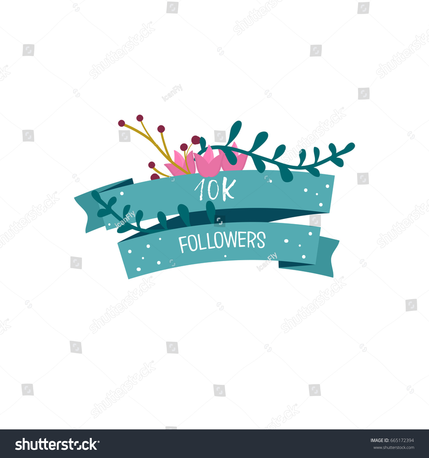 10k Followers Banner Isolated Vector Illustrations Stock Vector