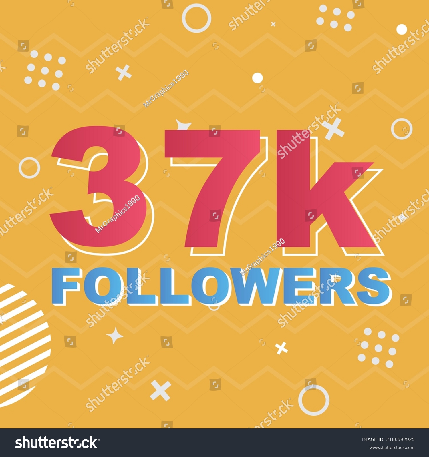 SVG of 37k Followers Card Celebration Vector. 37000 Followers Congratulation Post Social Media Template. Modern colourful design. svg